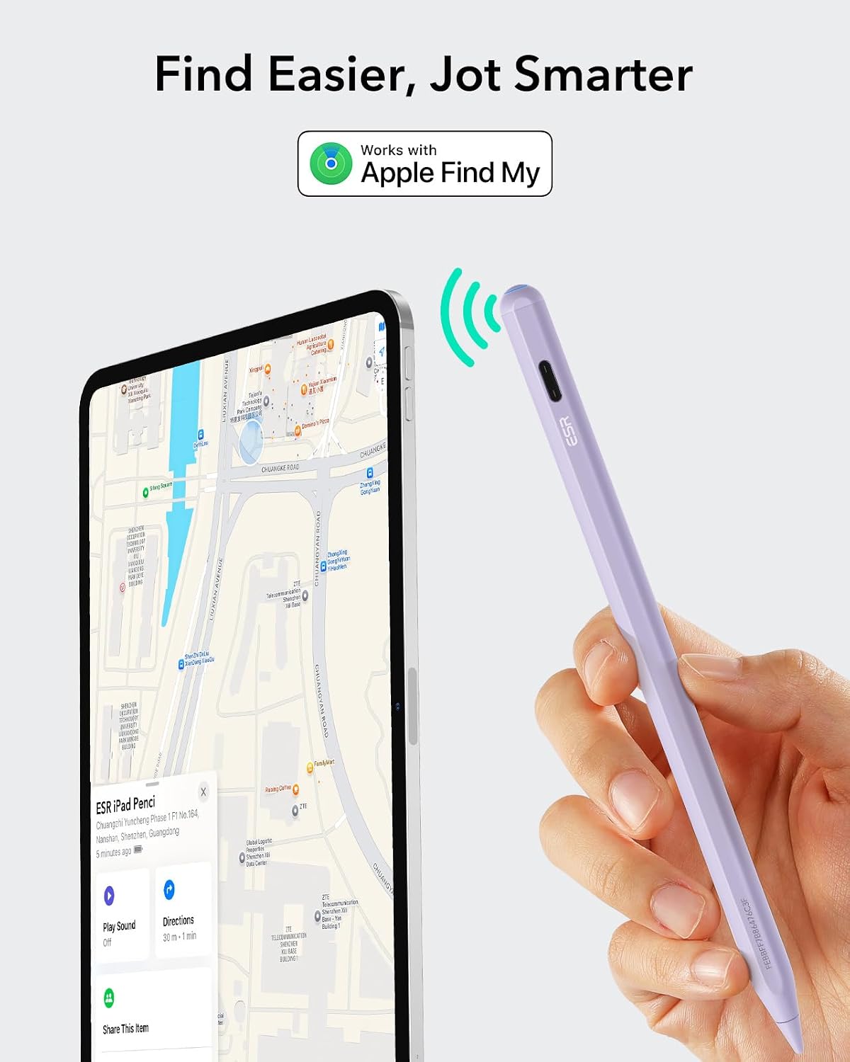 LÁPIZ DIGITAL ESR GEO PARA IPAD 2018-2026 CON FUNCIÓN FIND MY Y ACCESOS RÁPIDOS - 2