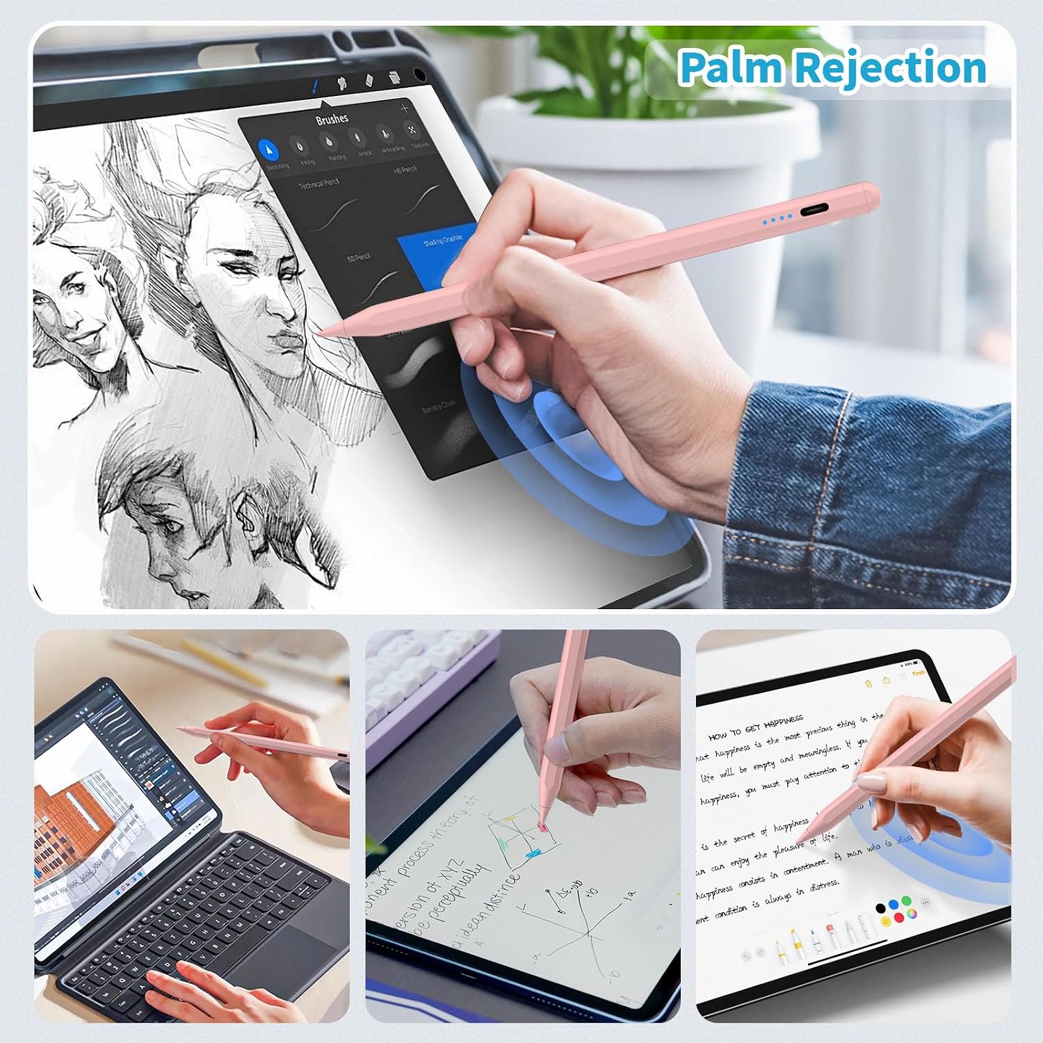 LÁPIZ STYLUS DZJHDG PARA IPAD 2018-2026 CON CARGA RÁPIDA Y RECHAZO DE PALMA - 4