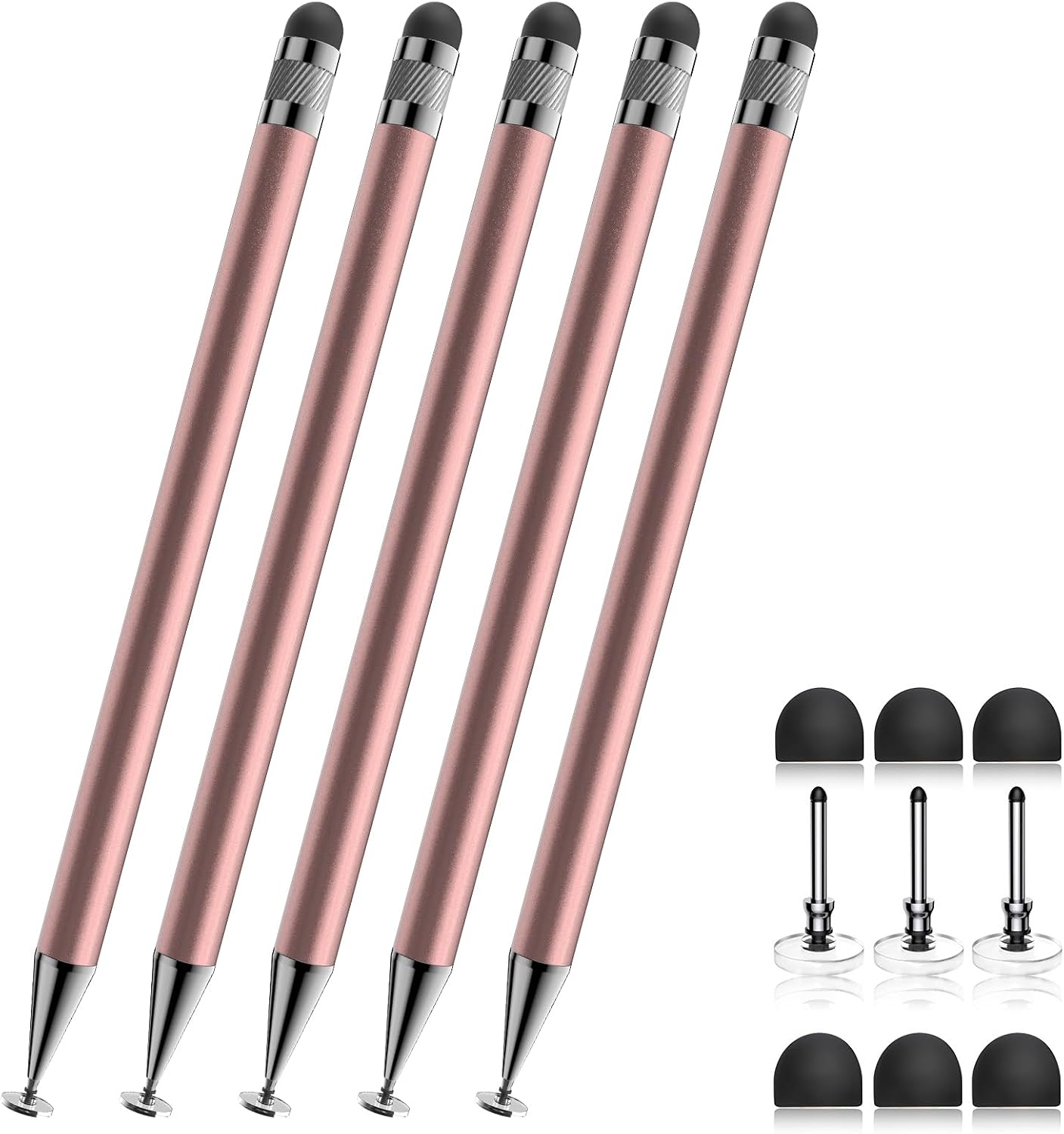 LÁPIZ TÁCTIL BOPOMOFO STYLUS 5 UNIDADES ROSE GOLD 2 EN 1 - 1