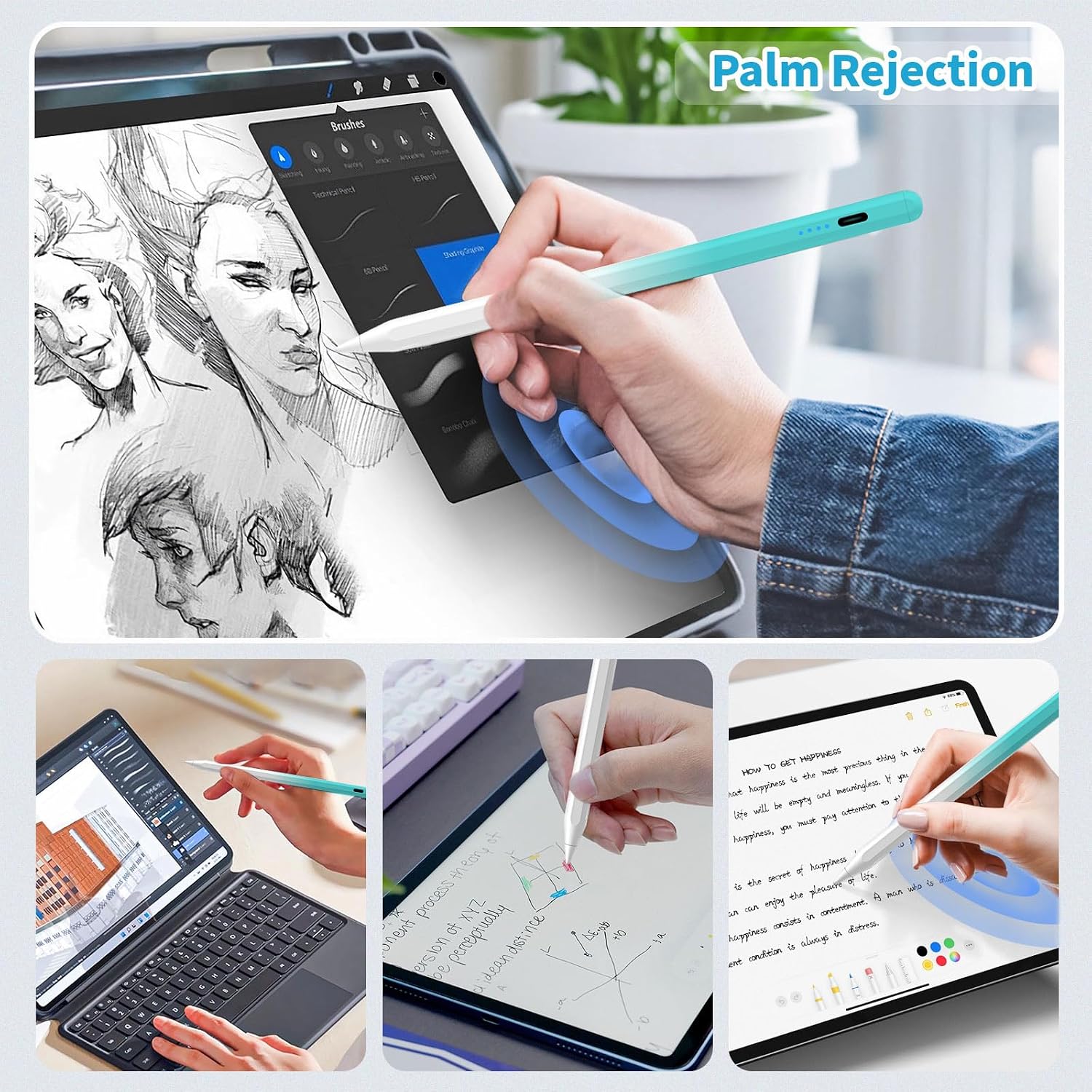 LÁPIZ STYLUS DZJHDG PARA IPAD 2018-2026 CARGA RÁPIDA Y RECHAZO DE PALMA - 4