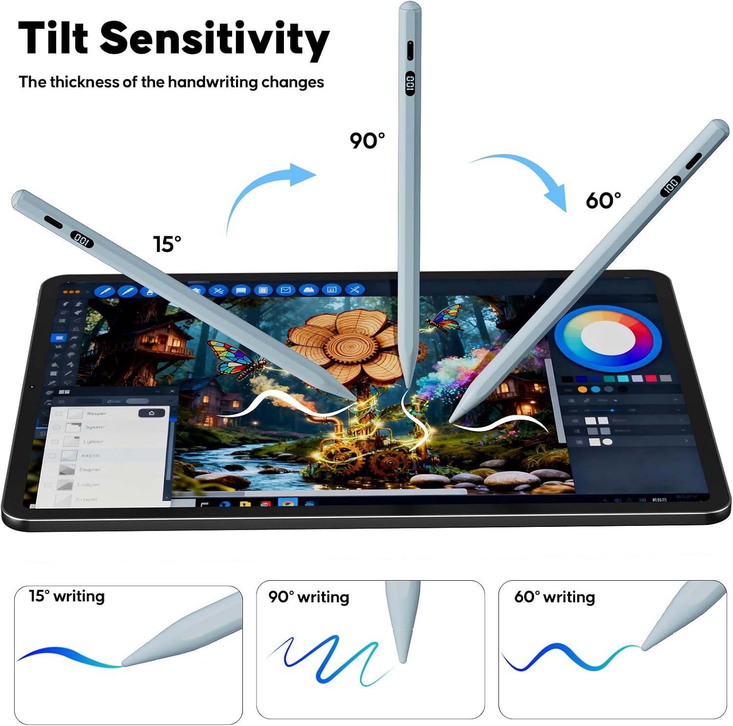 LÁPIZ PARA IPAD A-PCE 2018-2026 CARGA RÁPIDA CON PANTALLA LED AZUL - 5