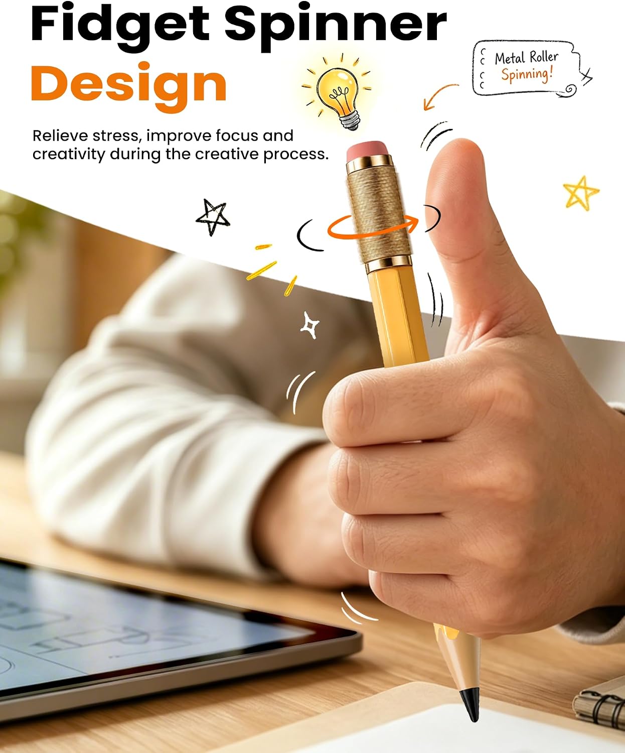 LÁPIZ STYLUS OMOTON SP02 PARA IPAD 2018-2026 CON FIDGET SPINNER - 2