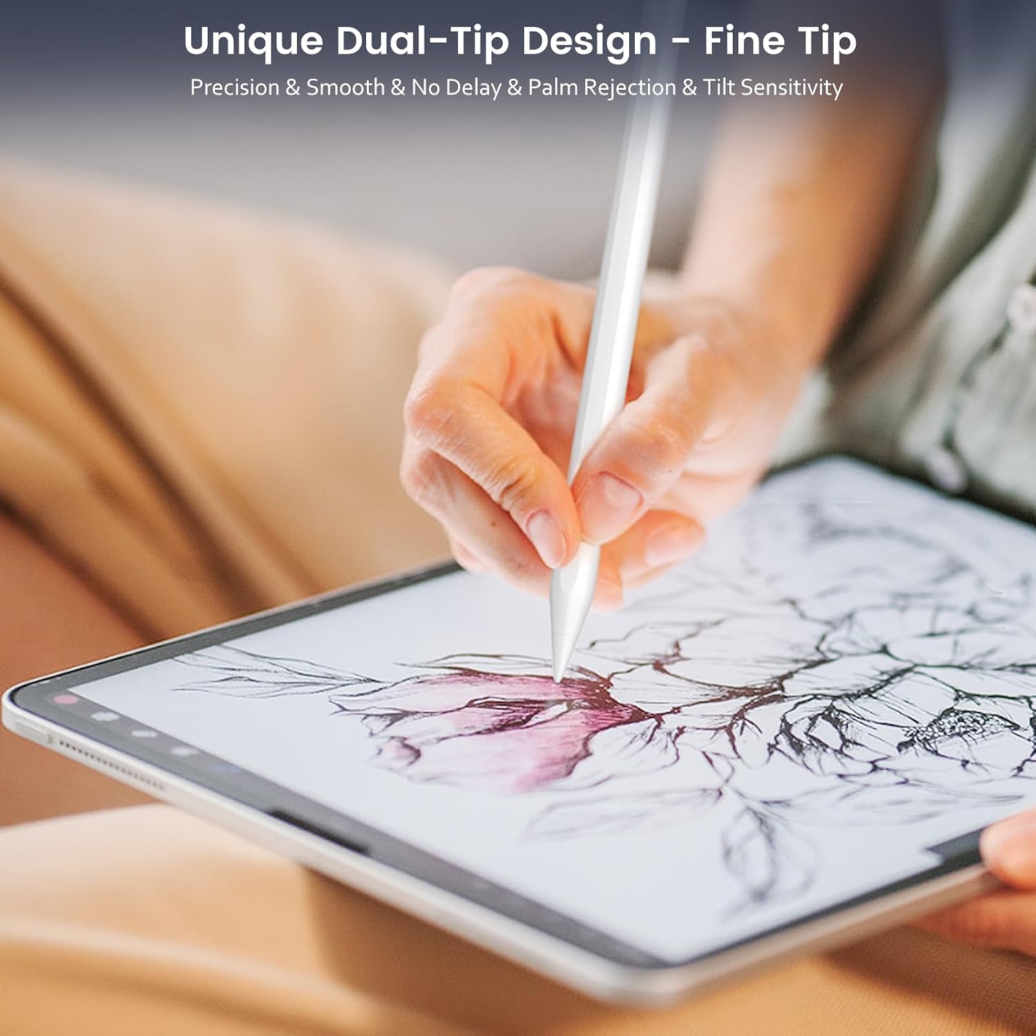 LÁPIZ STYLUSHOME PARA APPLE IPAD CON CARGA RÁPIDA USB C DOBLE PUNTA - 3