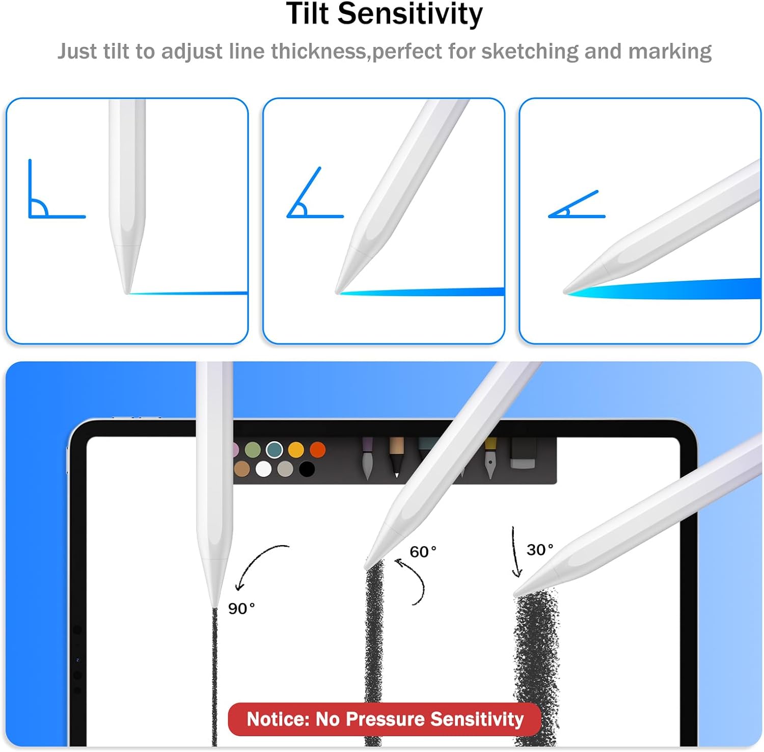 LÁPIZ STYLUS CISTEEN PARA IPAD 2026-2018 CON CARGA RÁPIDA Y SENSOR DE INCLINACIÓN - 2