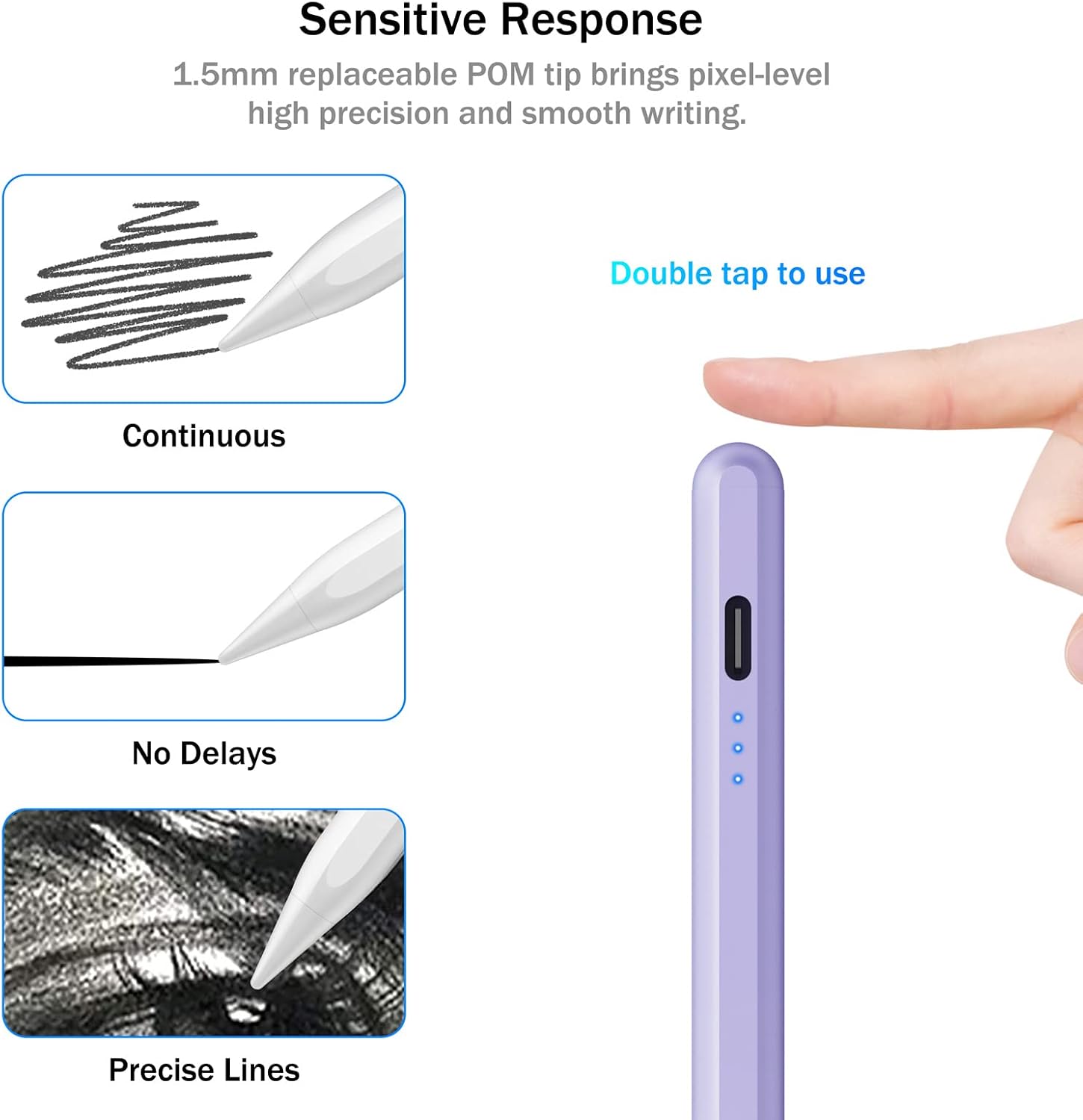 LÁPIZ STYLUS CISTEEN PARA IPAD 2026-2018 CON CARGA RÁPIDA Y SENSOR DE INCLINACIÓN - 3