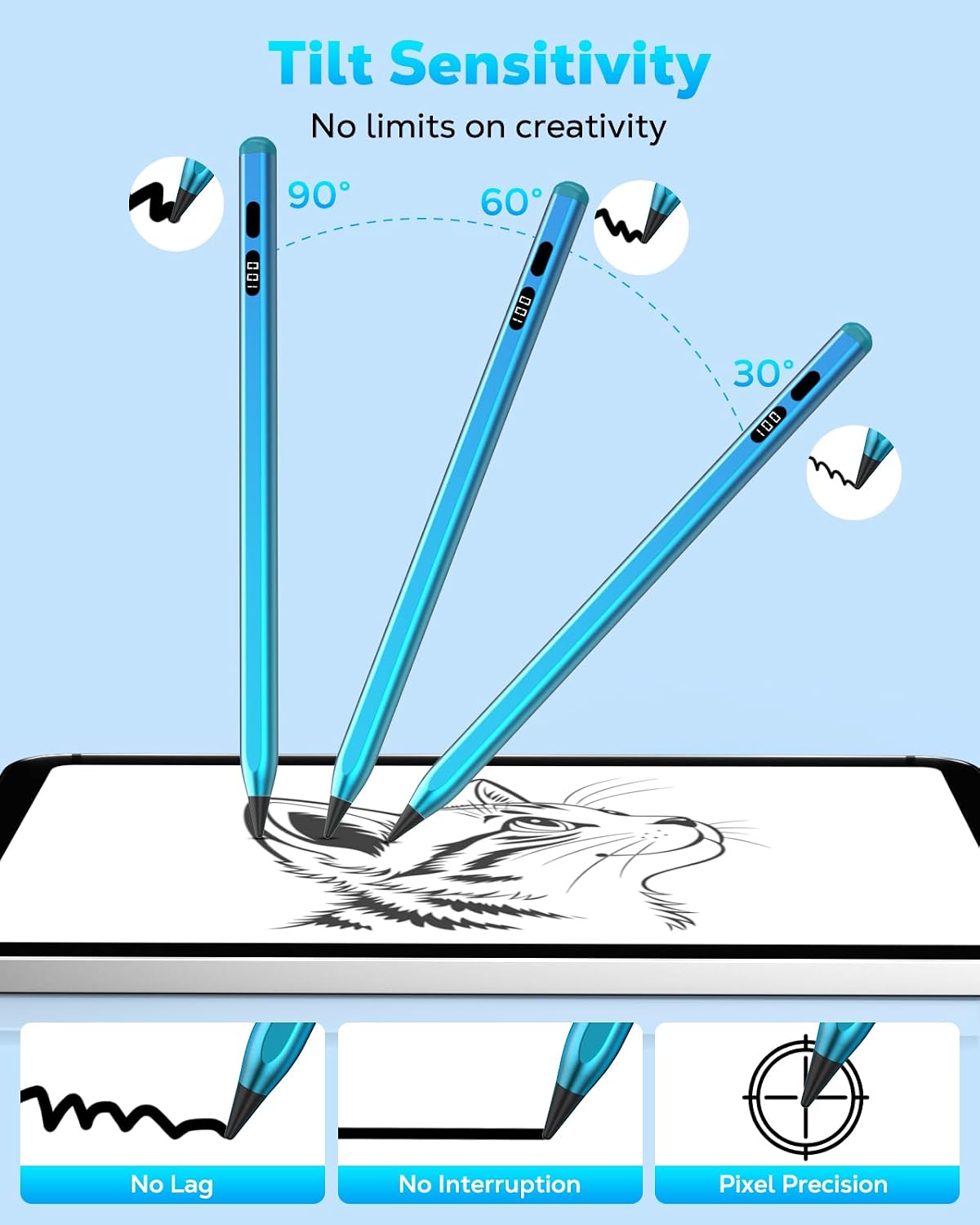 LÁPIZ STYLUS MOKO PARA IPAD 2018-2026 CON CARGA USB-C Y PANTALLA LED - 3