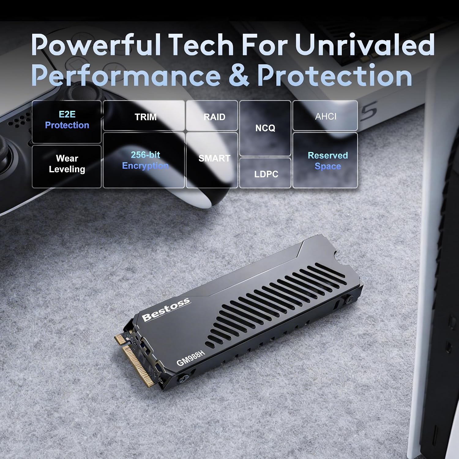 DISCO SSD PCIE 4.0 NVME M.2 2280 BESTOSS 1TB CON DISIPADOR GRIS OSCURO - 5