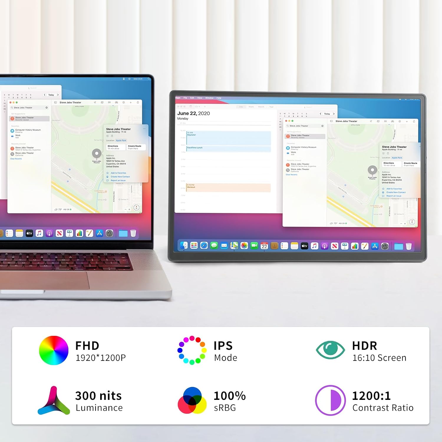 MONITOR PORTÁTIL EONVIEW 13.3 PULGADAS 1200P IPS USB-C Y HDMI - 2