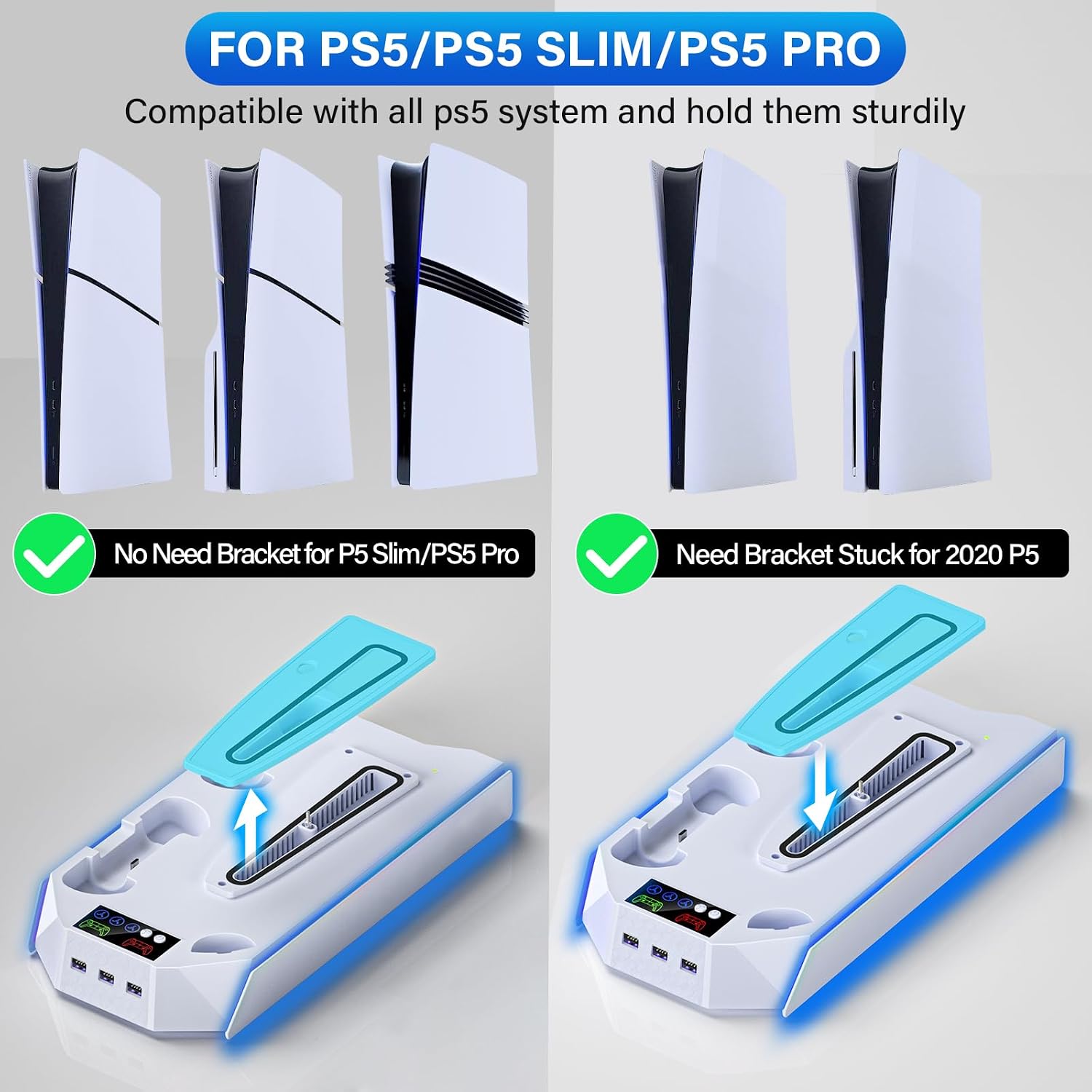 BASE DE ENFRIAMIENTO CON ESTACIÓN DE CARGA CYKOARMOR PARA PLAYSTATION 5 CON LED BLANCO - 2