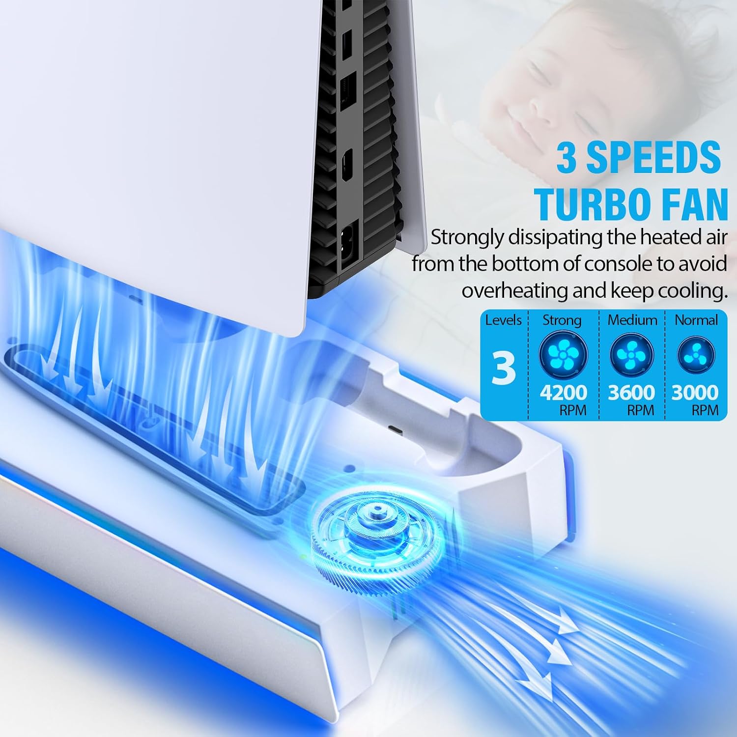 BASE DE ENFRIAMIENTO CON ESTACIÓN DE CARGA CYKOARMOR PARA PLAYSTATION 5 CON LED BLANCO - 3