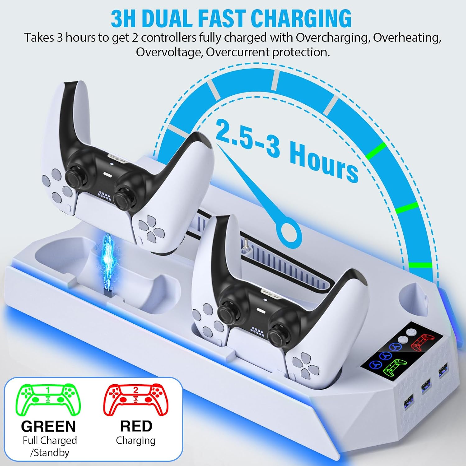 BASE DE ENFRIAMIENTO CON ESTACIÓN DE CARGA CYKOARMOR PARA PLAYSTATION 5 CON LED BLANCO - 4