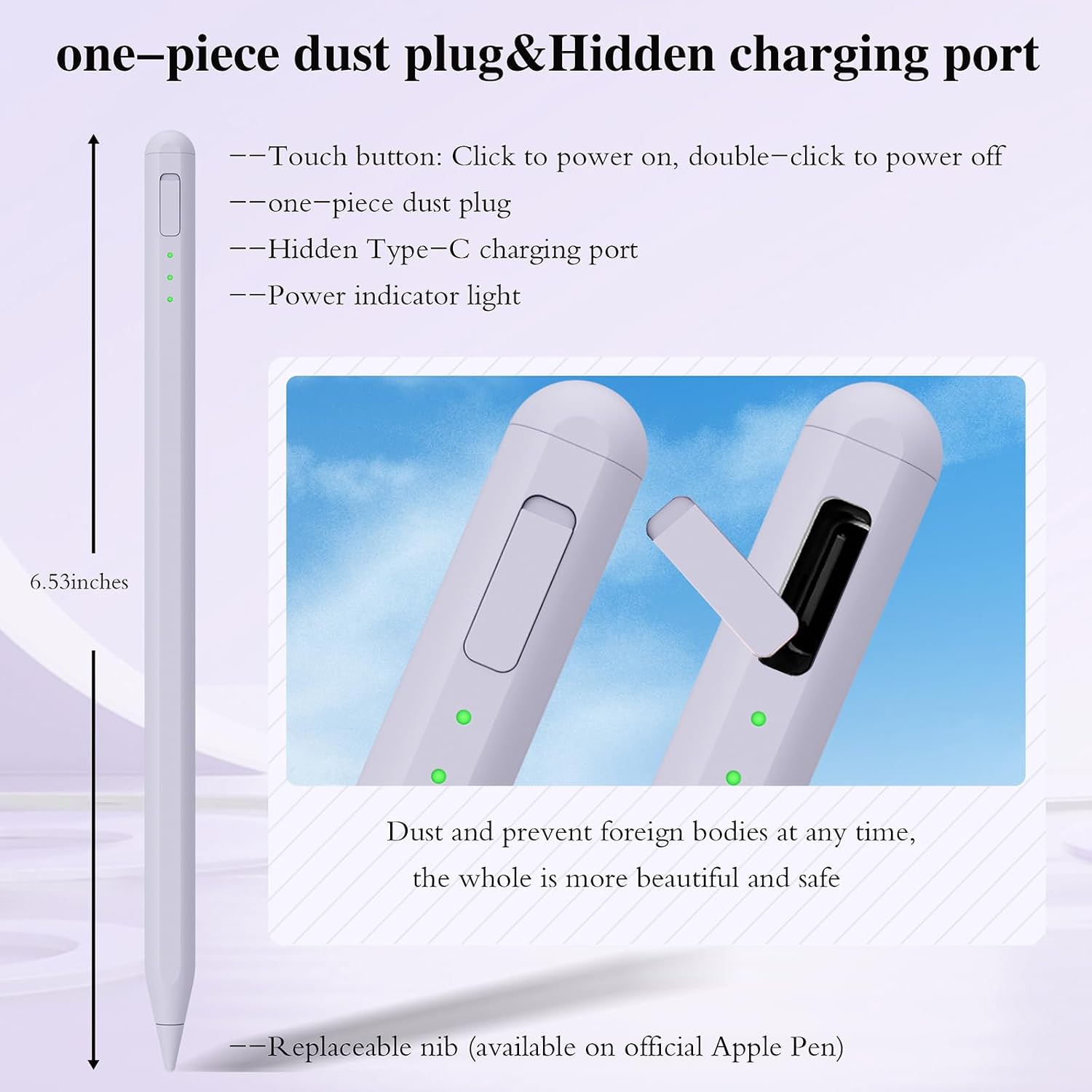 LÁPIZ STYLUS JVKZAEN PARA IPAD 11 Y 10ª GEN CON CARGA RÁPIDA Y SOPORTE PARA LÁPIZ - 4