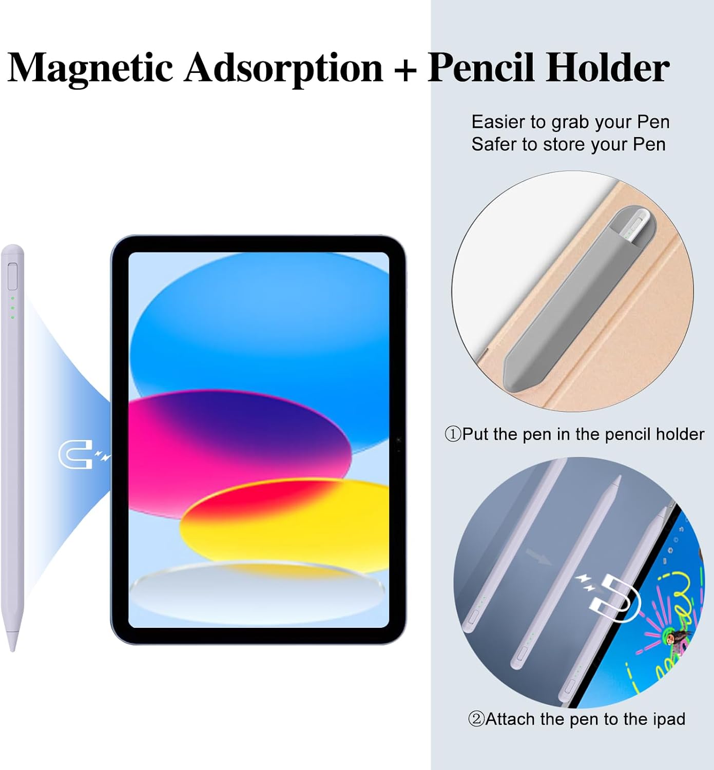 LÁPIZ STYLUS JVKZAEN PARA IPAD 11 Y 10ª GEN CON CARGA RÁPIDA Y SOPORTE PARA LÁPIZ - 5