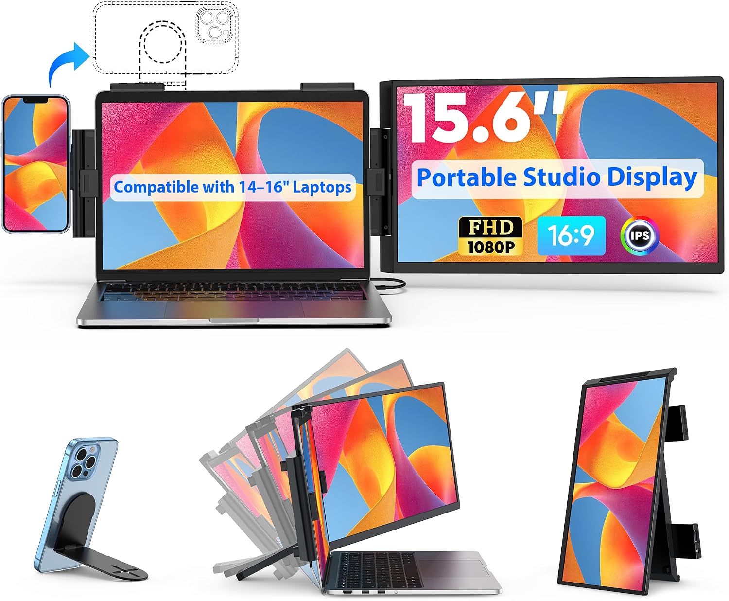 MONITOR PORTÁTIL HONGO PORTABLE STUDIO DISPLAY 15.6' FHD IPS 1080P - 1