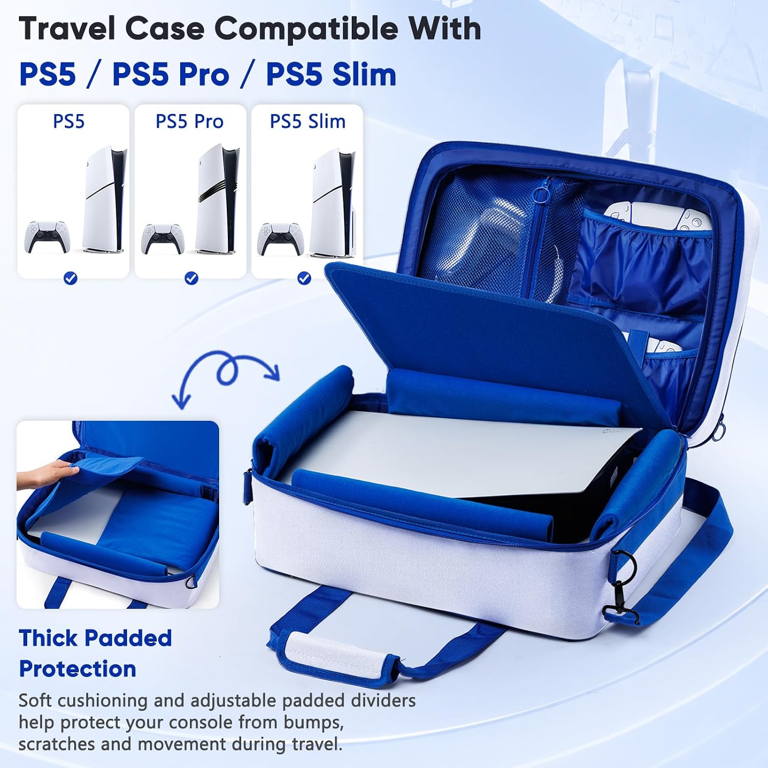 ESTUCHE PARA CONSOLA FRECOLSH COMPATIBLE CON PS5, PS5 PRO Y PS5 SLIM BLANCO - 2