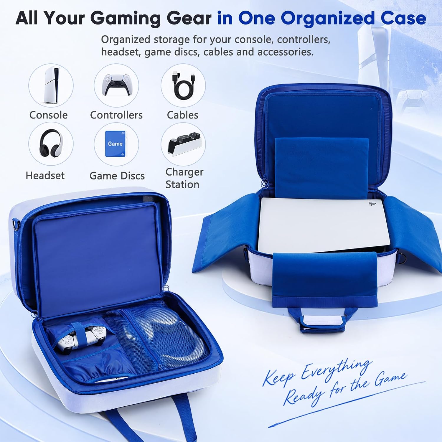 ESTUCHE PARA CONSOLA FRECOLSH COMPATIBLE CON PS5, PS5 PRO Y PS5 SLIM BLANCO - 3
