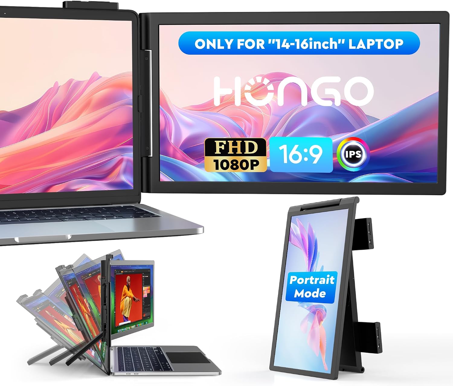 MONITOR PORTÁTIL HONGO 14'' FHD IPS PARA LAPTOP 14-16'' USB-C/HDMI - 1