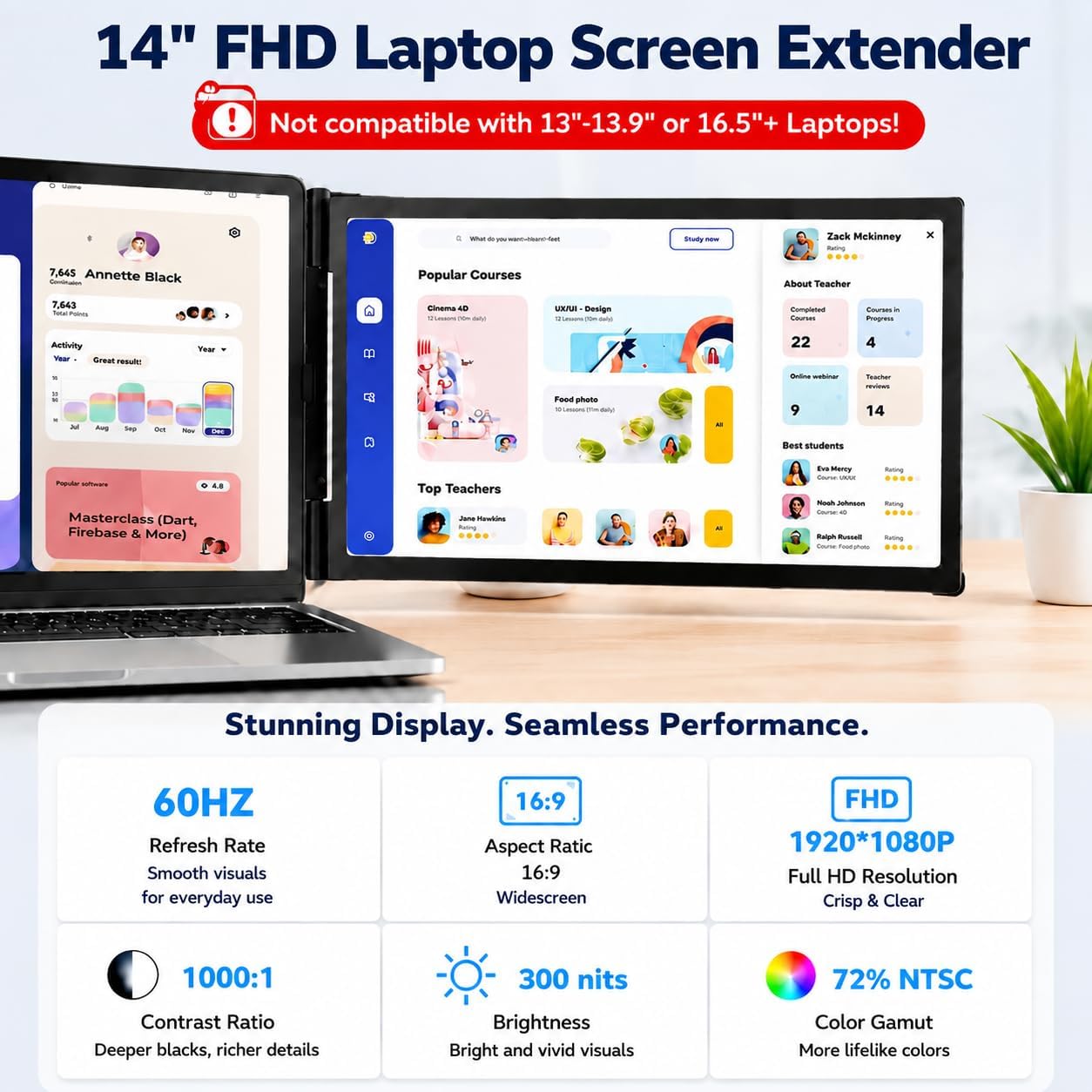 MONITOR PORTÁTIL HONGO 14'' FHD IPS PARA LAPTOP 14-16'' USB-C/HDMI - 2