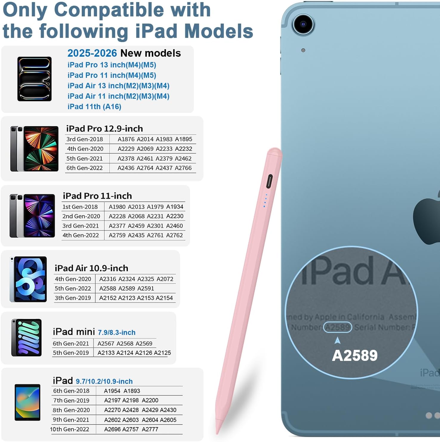 LÁPIZ STYLUS DOGAIN A8 PARA IPAD 2018-2026 ROSA - 2