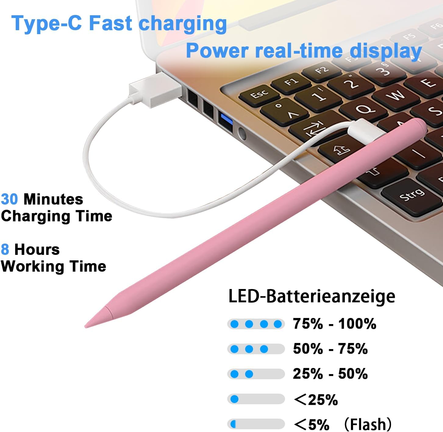 LÁPIZ STYLUS DOGAIN A8 PARA IPAD 2018-2026 ROSA - 4