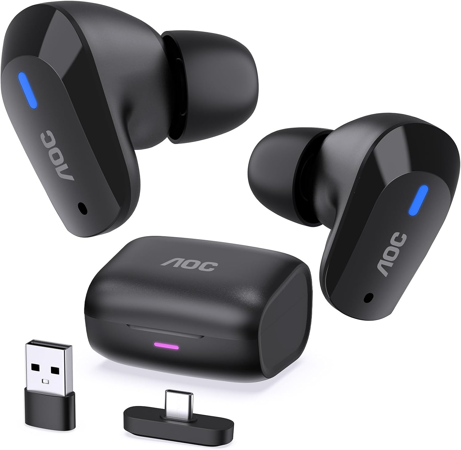 AUDÍFONOS INALÁMBRICOS AOC ACT3512 PARA GAMING PS5 PC SWITCH 2.4GHZ USB-C - 1