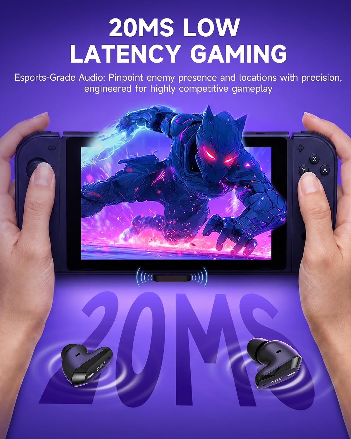 AUDÍFONOS INALÁMBRICOS AOC ACT3512 PARA GAMING PS5 PC SWITCH 2.4GHZ USB-C - 5