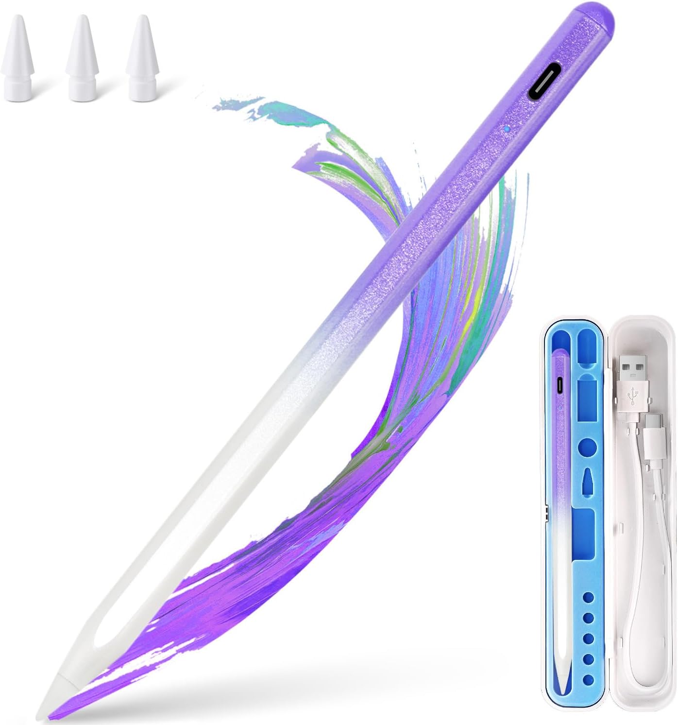 LÁPIZ STYLUS BLEBLE PARA IPAD 2018-2026 CARGA RÁPIDA MORADO - 1
