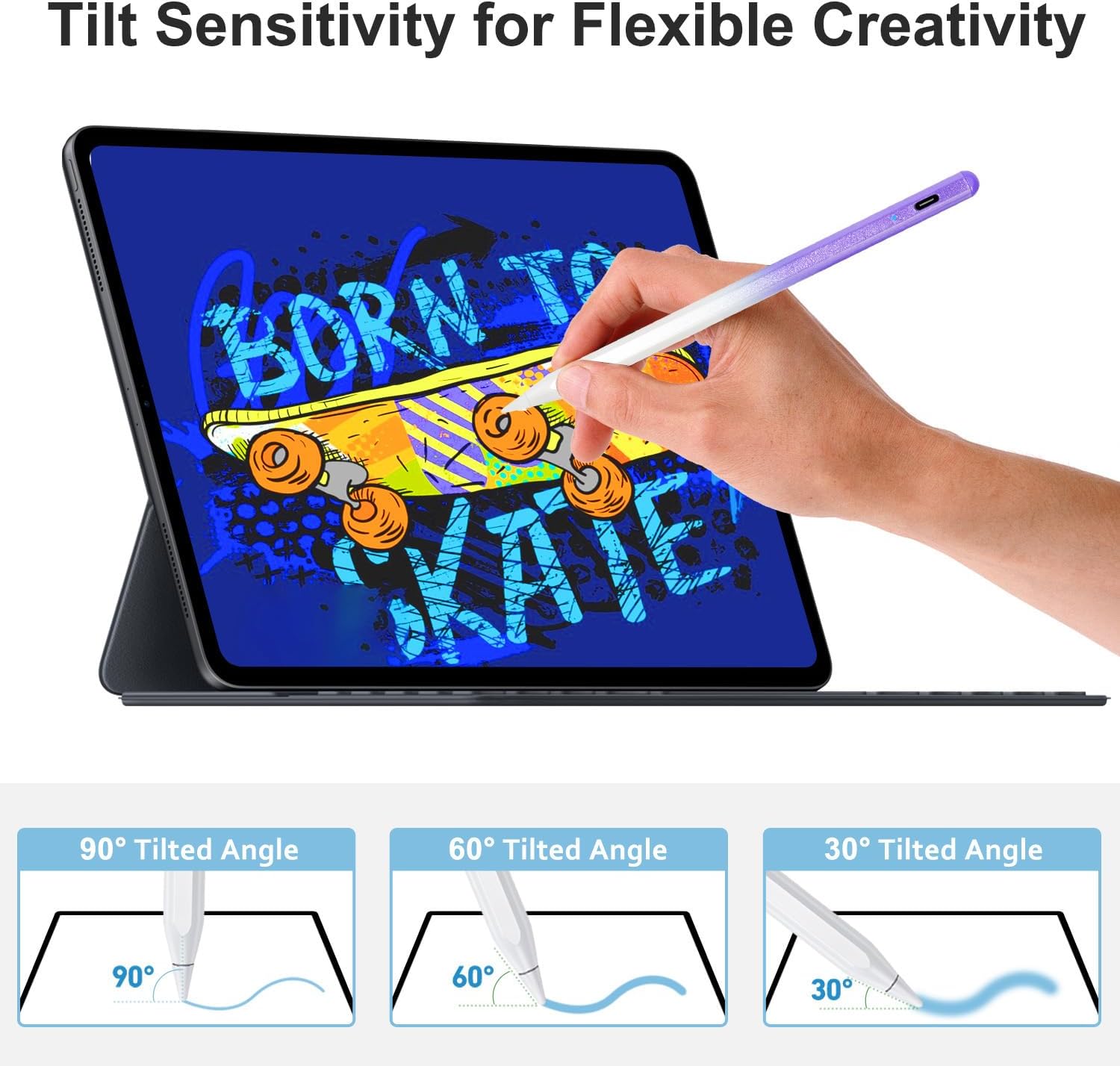 LÁPIZ STYLUS BLEBLE PARA IPAD 2018-2026 CARGA RÁPIDA MORADO - 5