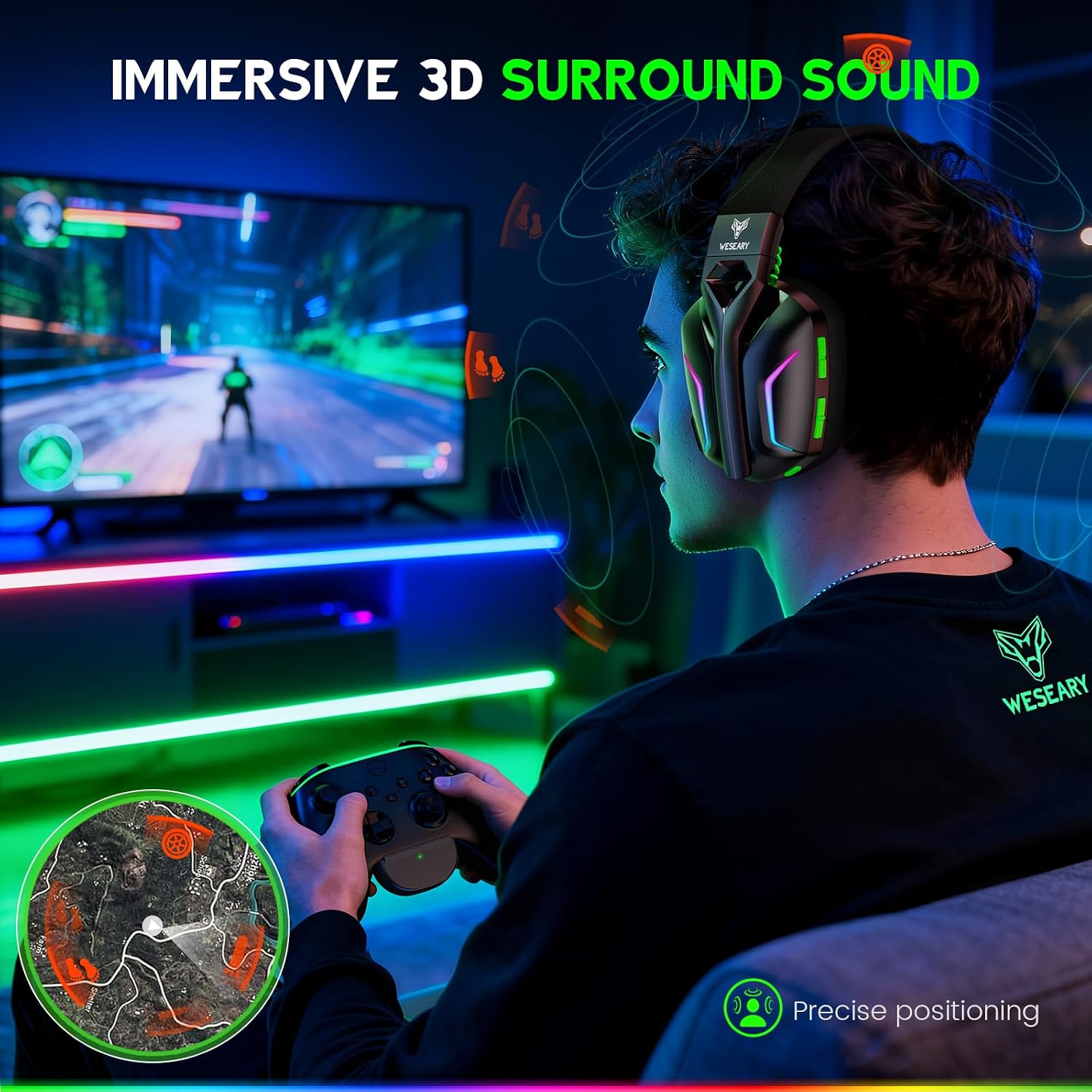 HEADSET INALÁMBRICO PARA GAMING WESEARY XBOX SERIES X|S 80 HORAS - 4