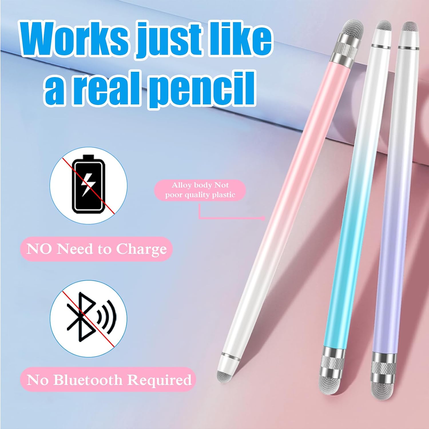 LÁPICES STYLUS BOPOMOFO 3 UNIDADES PÚRPURA, ROSA Y AZUL - 2