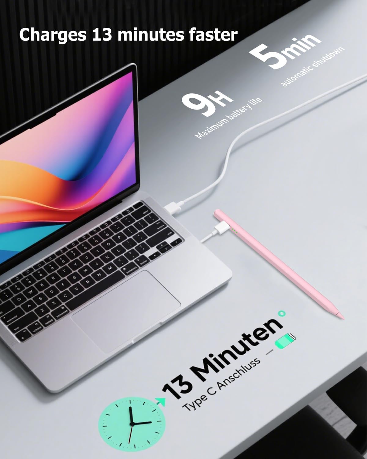 LÁPIZ TÁCTIL MYSTILUCK PARA IPAD PRO AIR MINI 2018-2026 COLOR ROSA - 2
