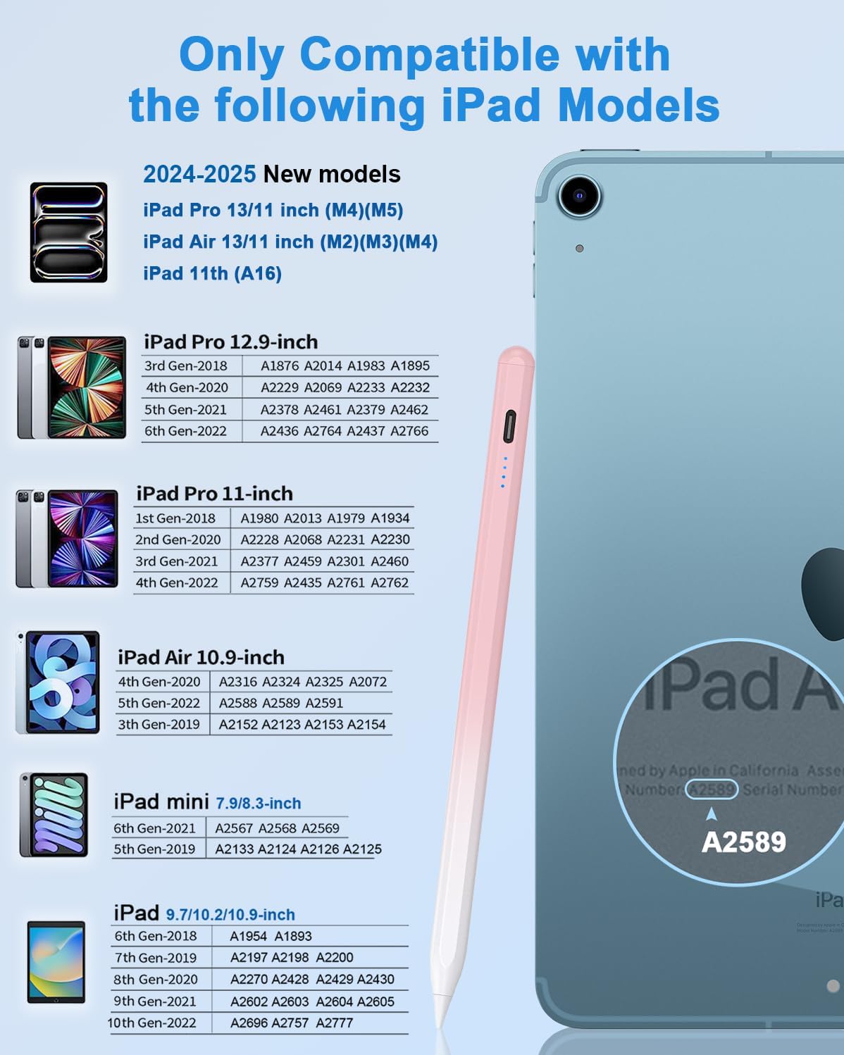 LÁPIZ STYLUS DOGAIN A8 PARA IPAD 2018-2026 ROSA DEGRADADO - 2