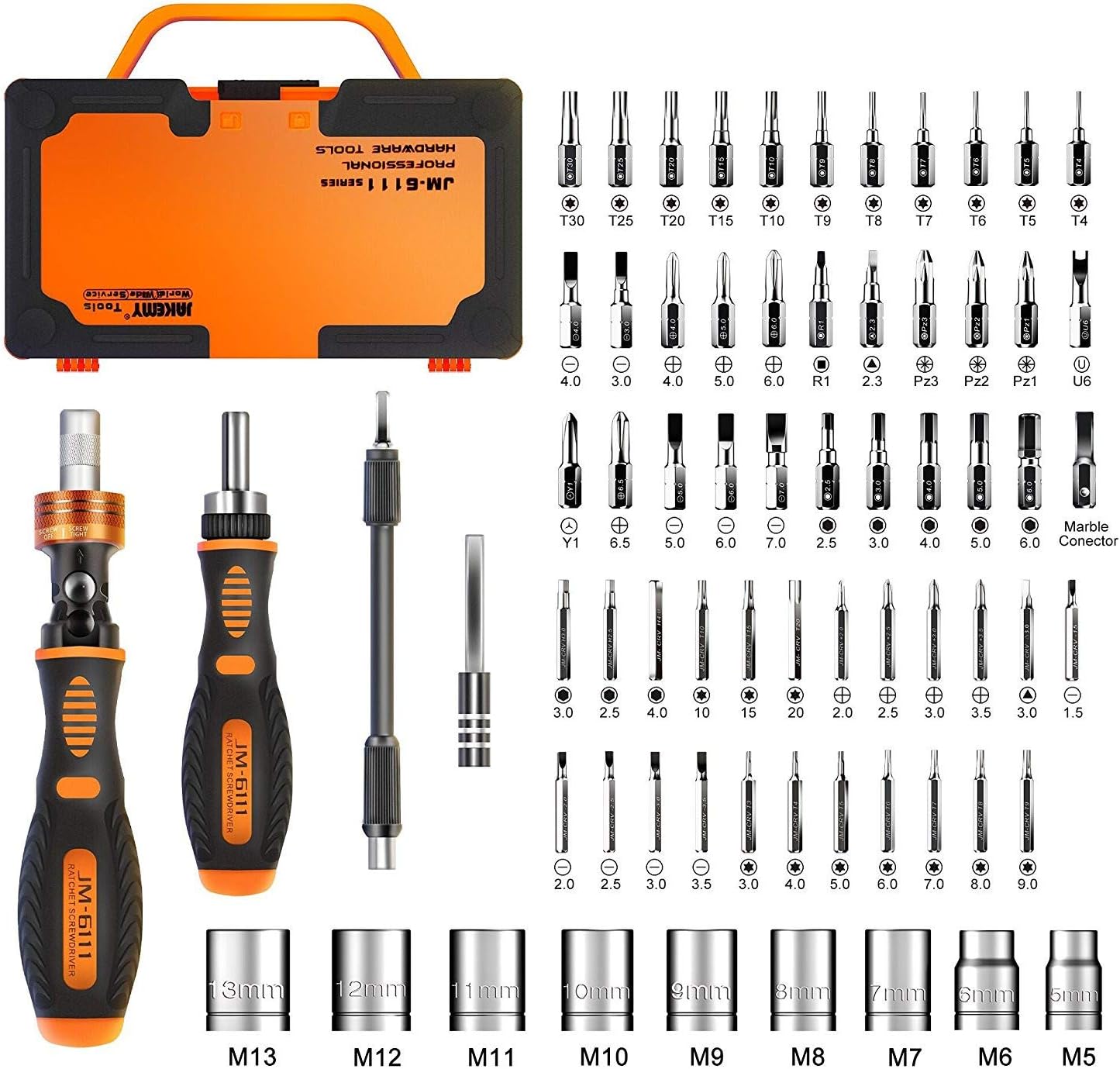 SET DE DESTORNILLADORES DE PRECISIÓN JAKEMY JM6111 69 EN 1 CON TRINQUETE Y PUNTAS MAGNÉTICAS - 1