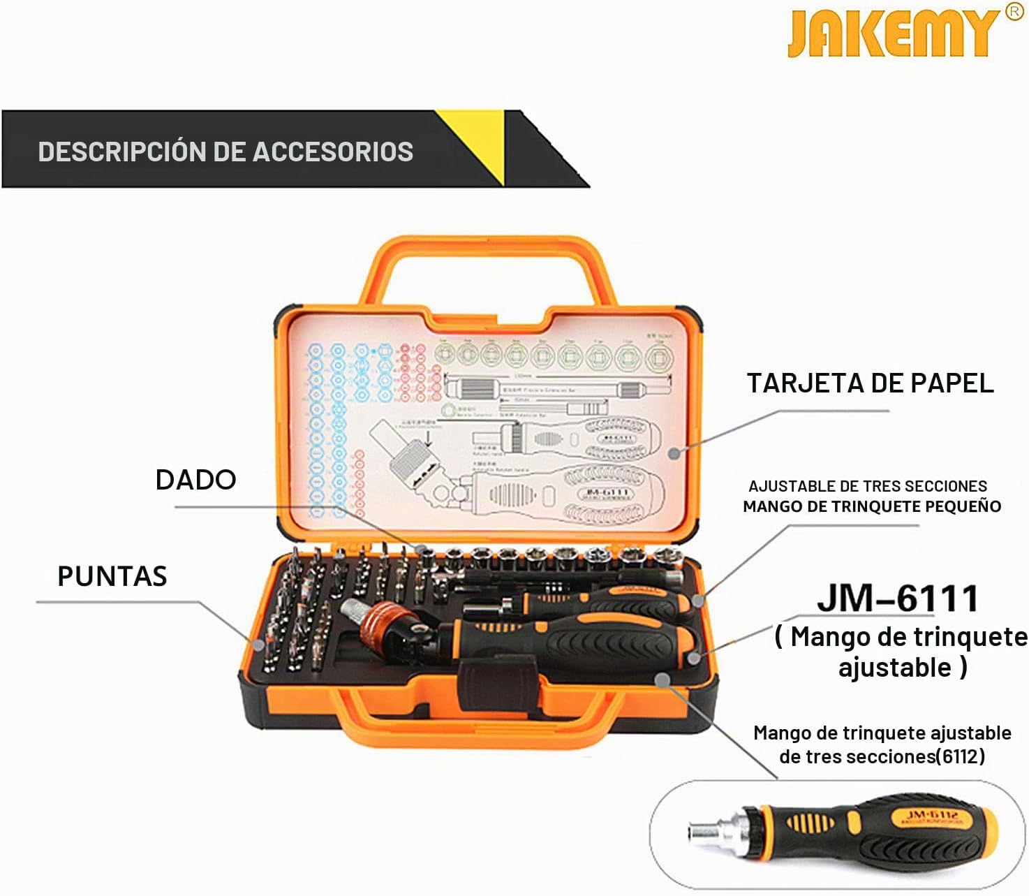SET DE DESTORNILLADORES DE PRECISIÓN JAKEMY JM6111 69 EN 1 CON TRINQUETE Y PUNTAS MAGNÉTICAS - 2