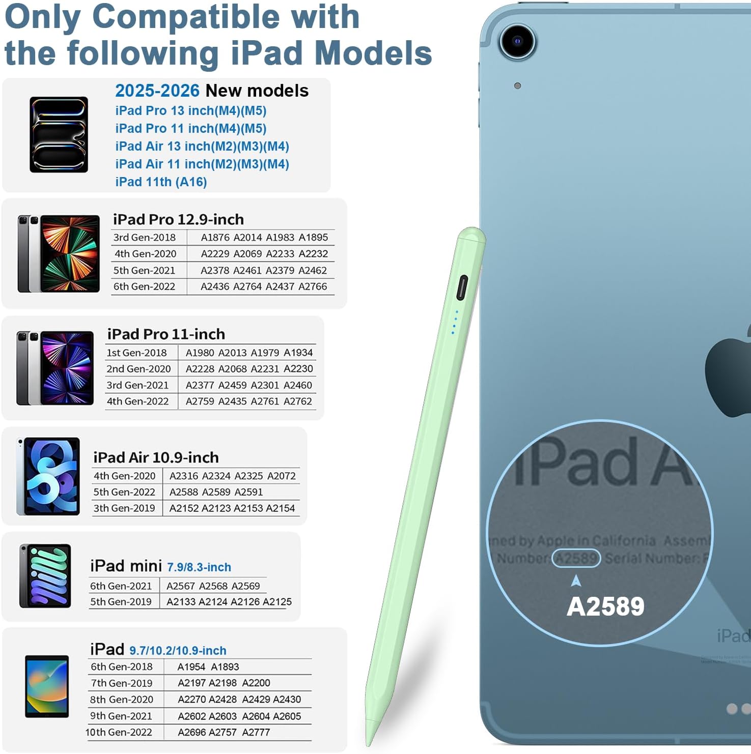 LÁPIZ STYLUS DOGAIN A8 PARA IPAD 2018-2026 VERDE - 2