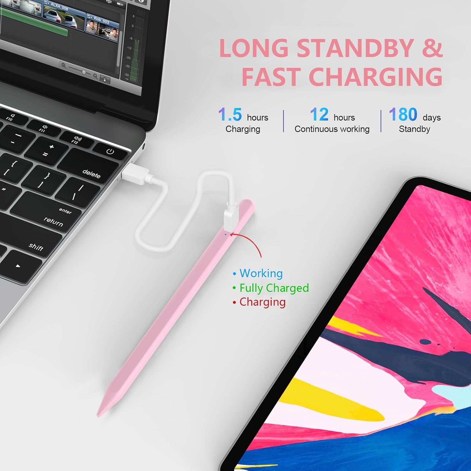 LÁPIZ STYLUS COO PARA IPAD PRO AIR MINI 2018-2024 ROSA - 4