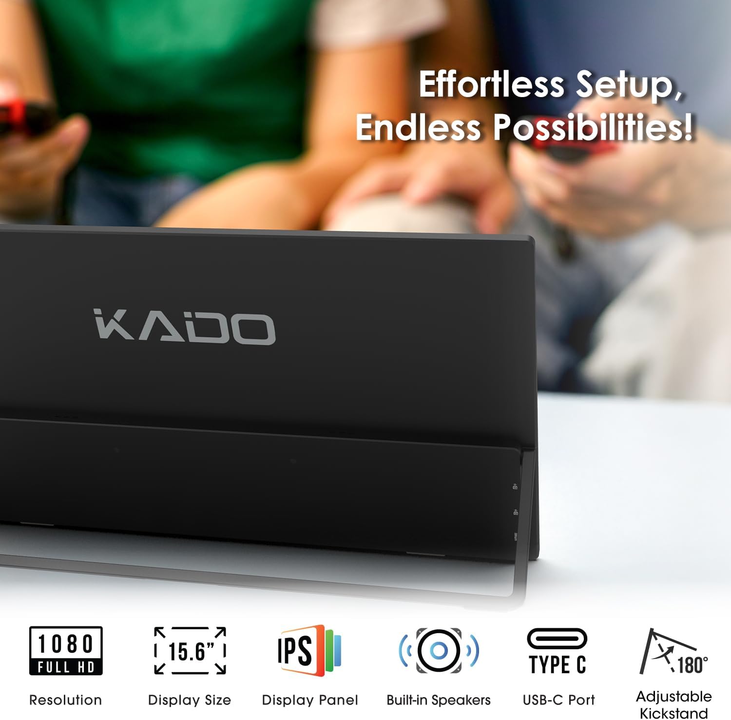 MONITOR PORTÁTIL KADO K16 15.6 PULGADAS FULL HD 75HZ USB-C MINI-HDMI IPS - 2