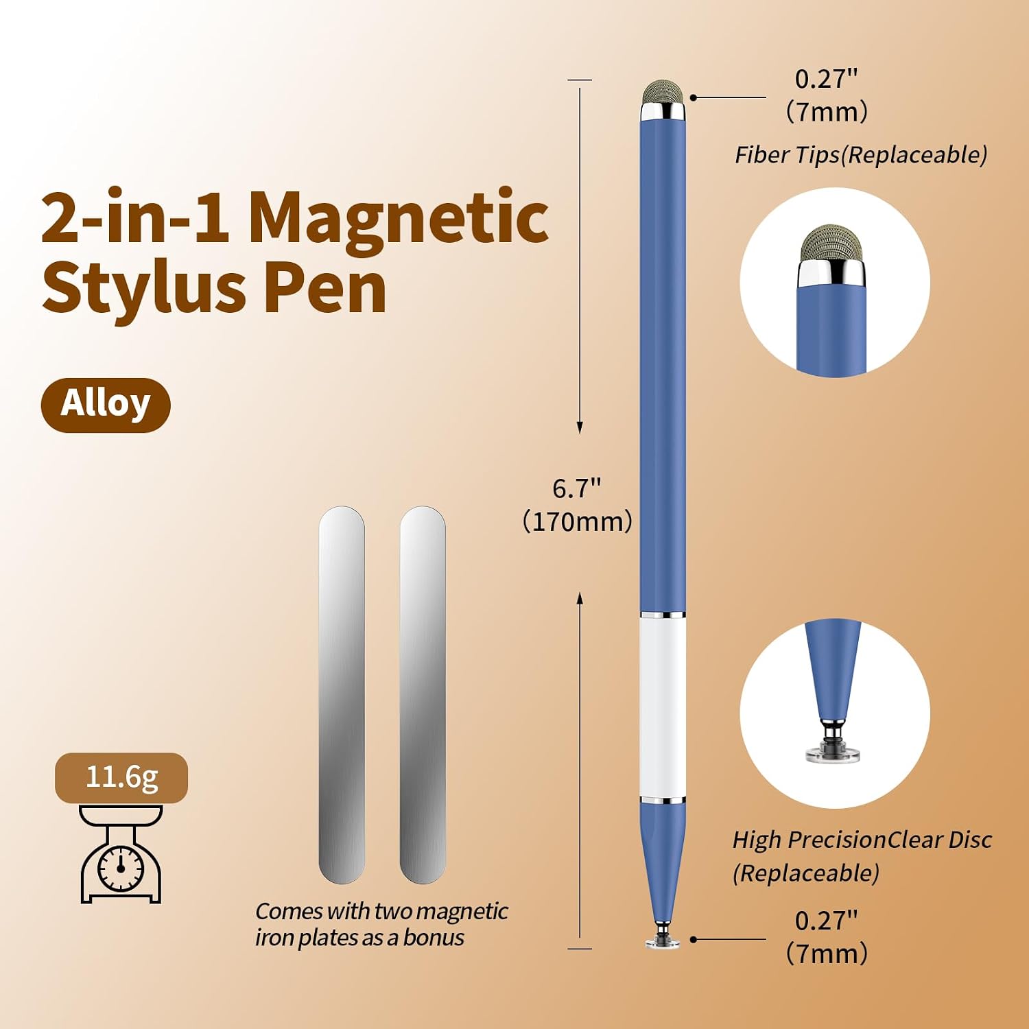 LÁPIZ TÁCTIL BOPOMOFO STYLUS PEN 3 UNIDADES 2 EN 1 MAGNÉTICO - 5