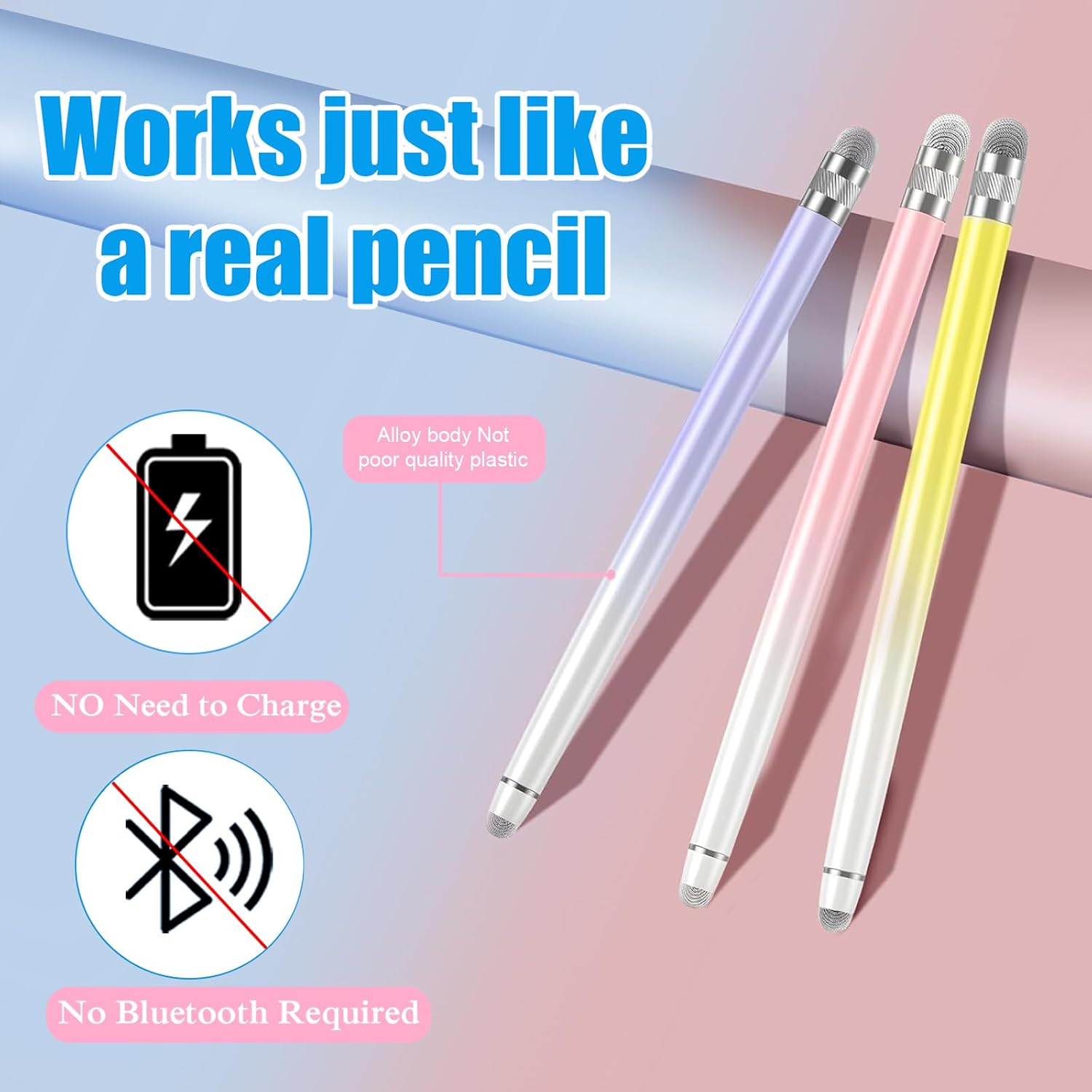 LÁPICES STYLUS BOPOMOFO 3 UNIDADES MORADO/ROSA/AMARILLO - 2