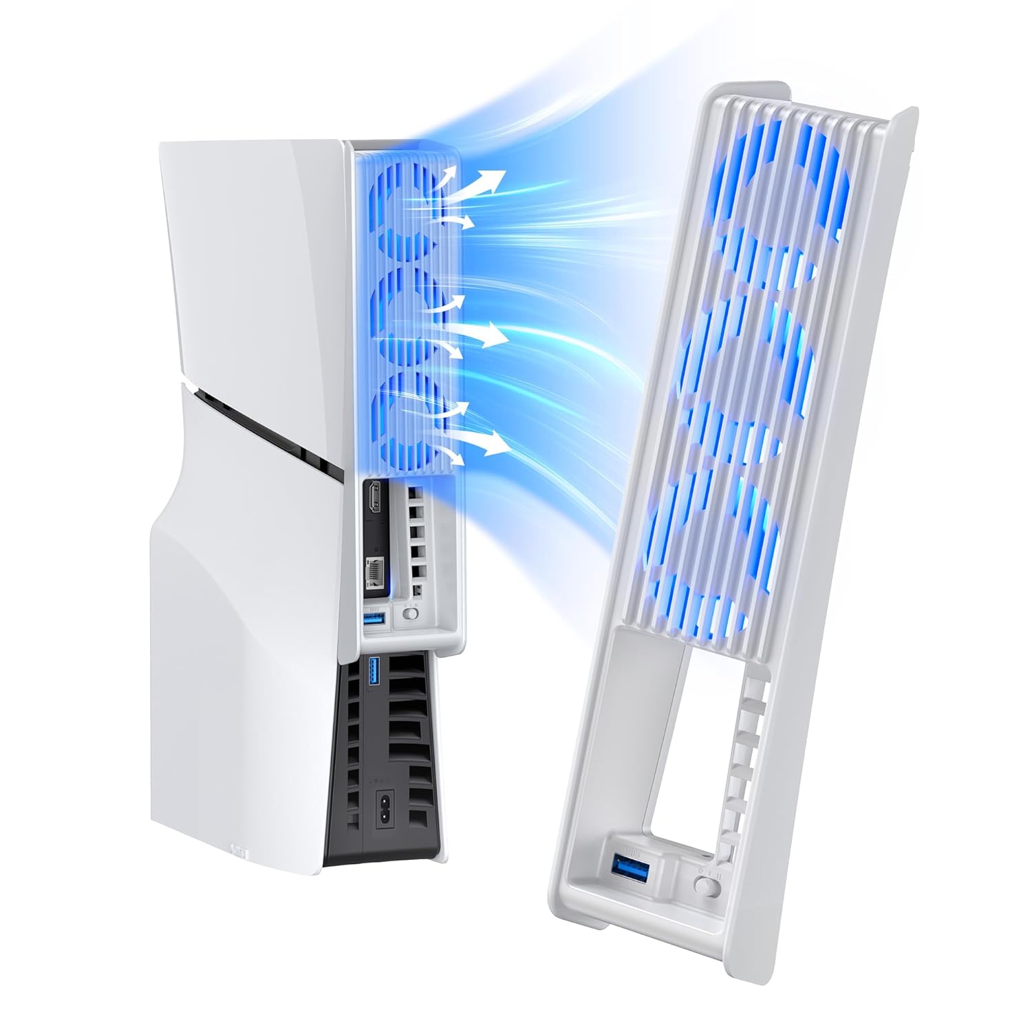 VENTILADOR DE ENFRIAMIENTO KIWIHOME PARA PS5 SLIM 3 VENTILADORES USB 3.0 BLANCO - 1