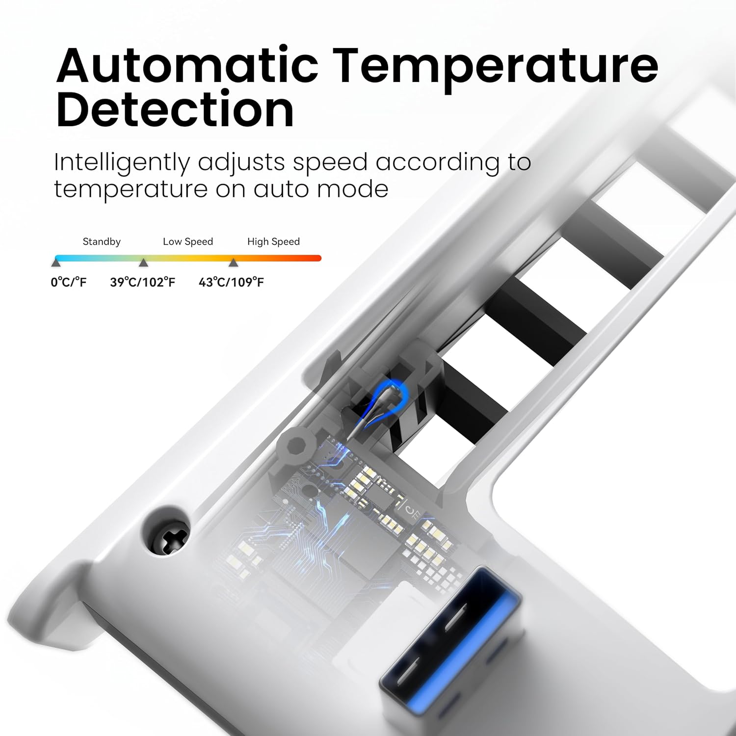 VENTILADOR DE ENFRIAMIENTO KIWIHOME PARA PS5 SLIM 3 VENTILADORES USB 3.0 BLANCO - 5