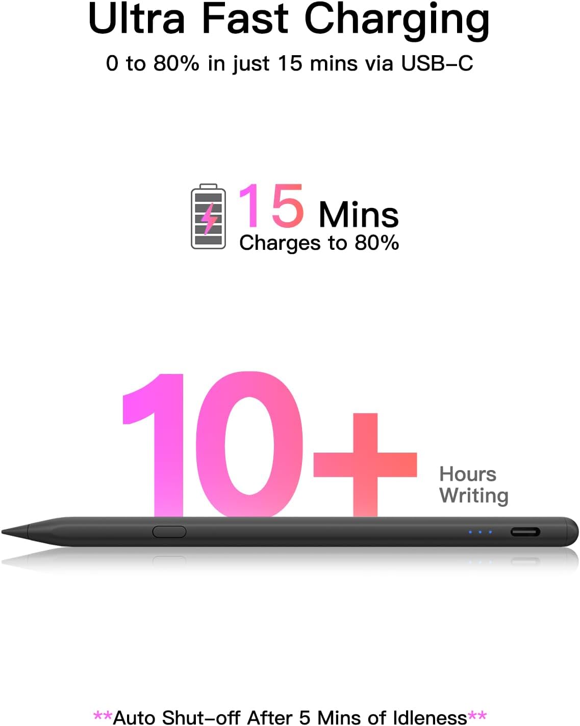 LÁPIZ STYLUS KEEPRO USB-C PARA IPAD 2018-2026 NEGRO - 5