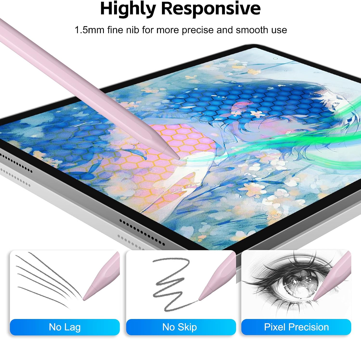 LÁPIZ STYLUS ASPAPER PARA IPAD 2018-2026 CARGA RÁPIDA 13 MINUTOS COLOR ROSA - 4