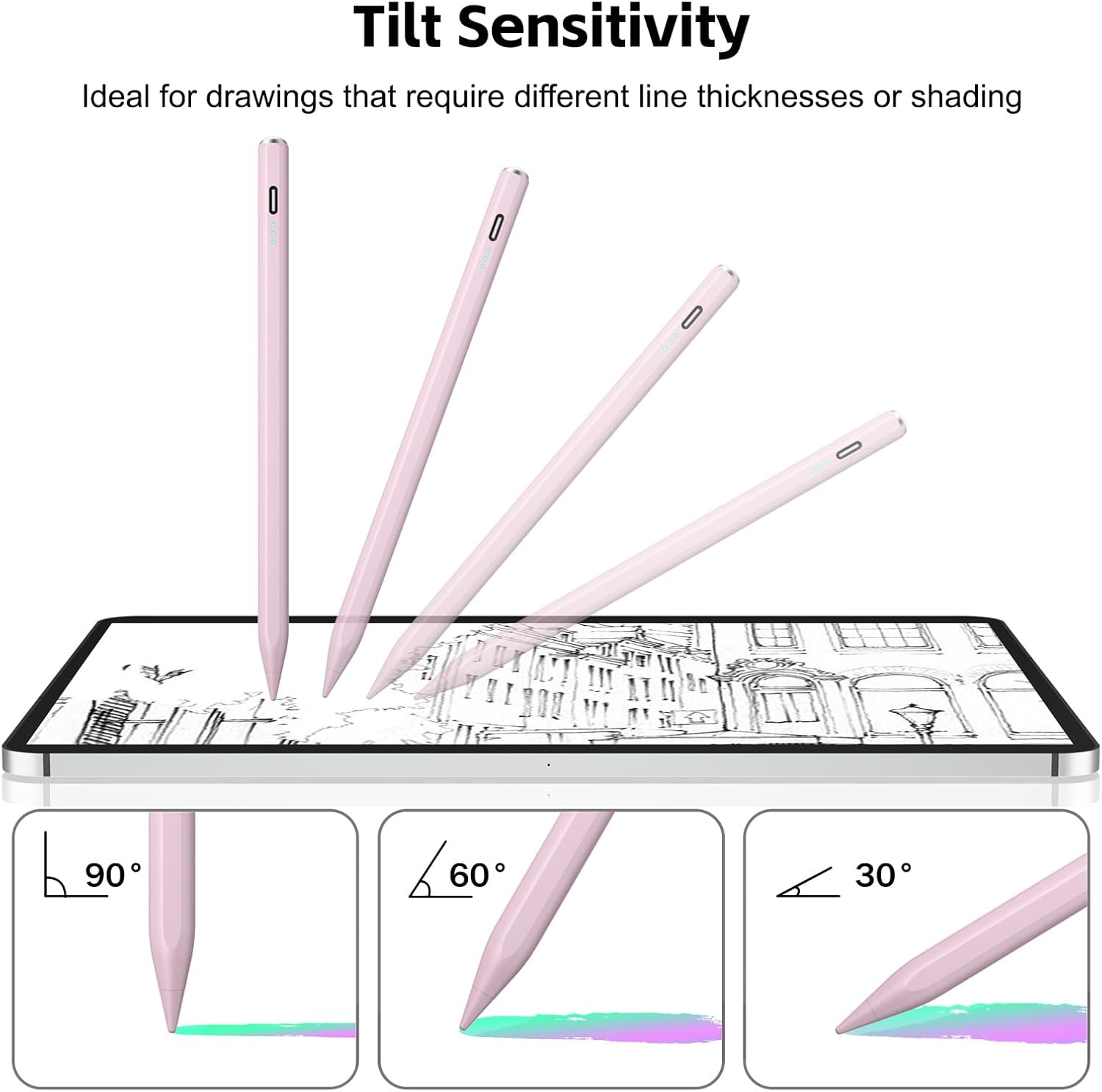 LÁPIZ STYLUS ASPAPER PARA IPAD 2018-2026 CARGA RÁPIDA 13 MINUTOS COLOR ROSA - 5