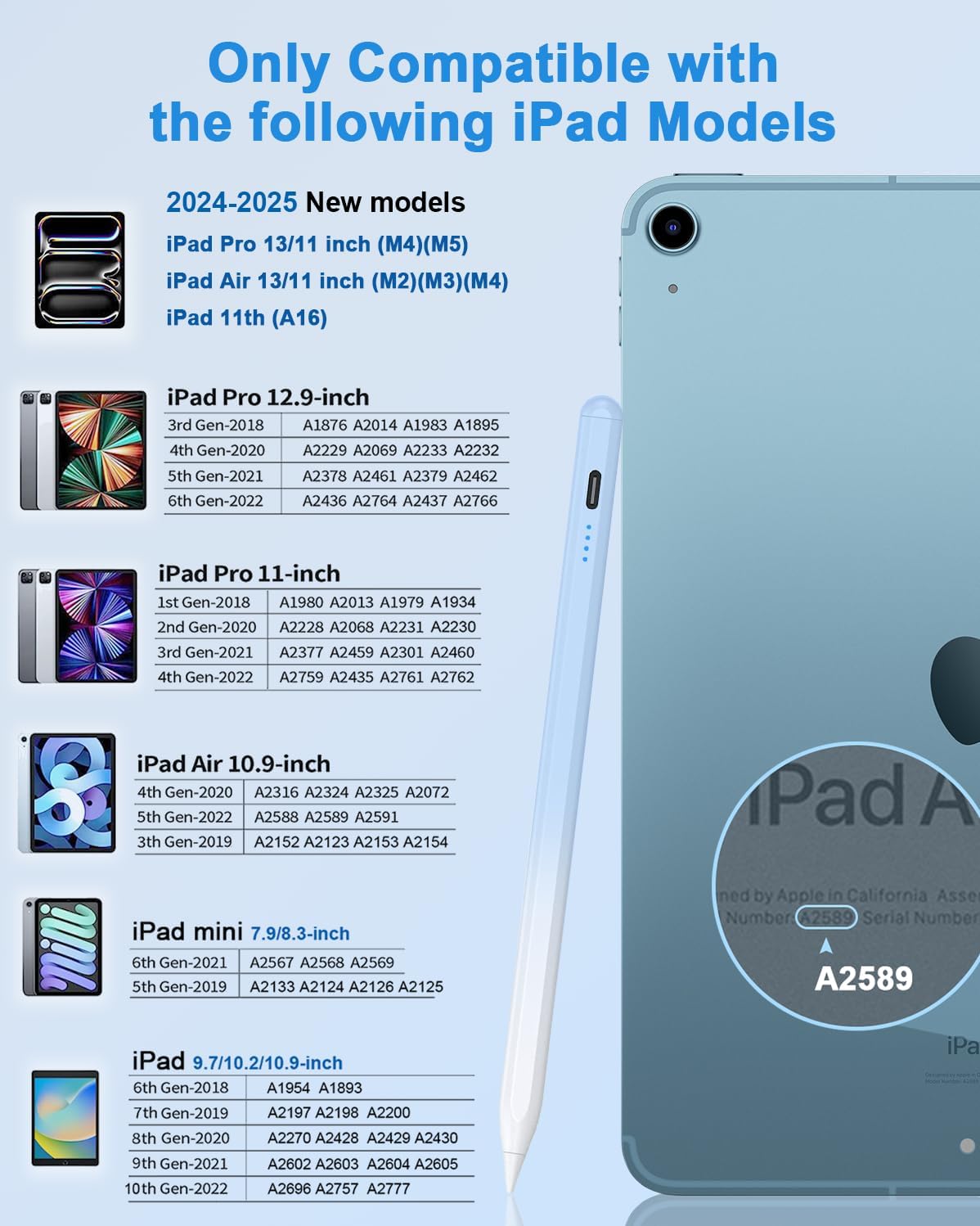 LÁPIZ STYLUS DOGAIN A8 PARA IPAD 2018-2026 AZUL DEGRADADO - 2