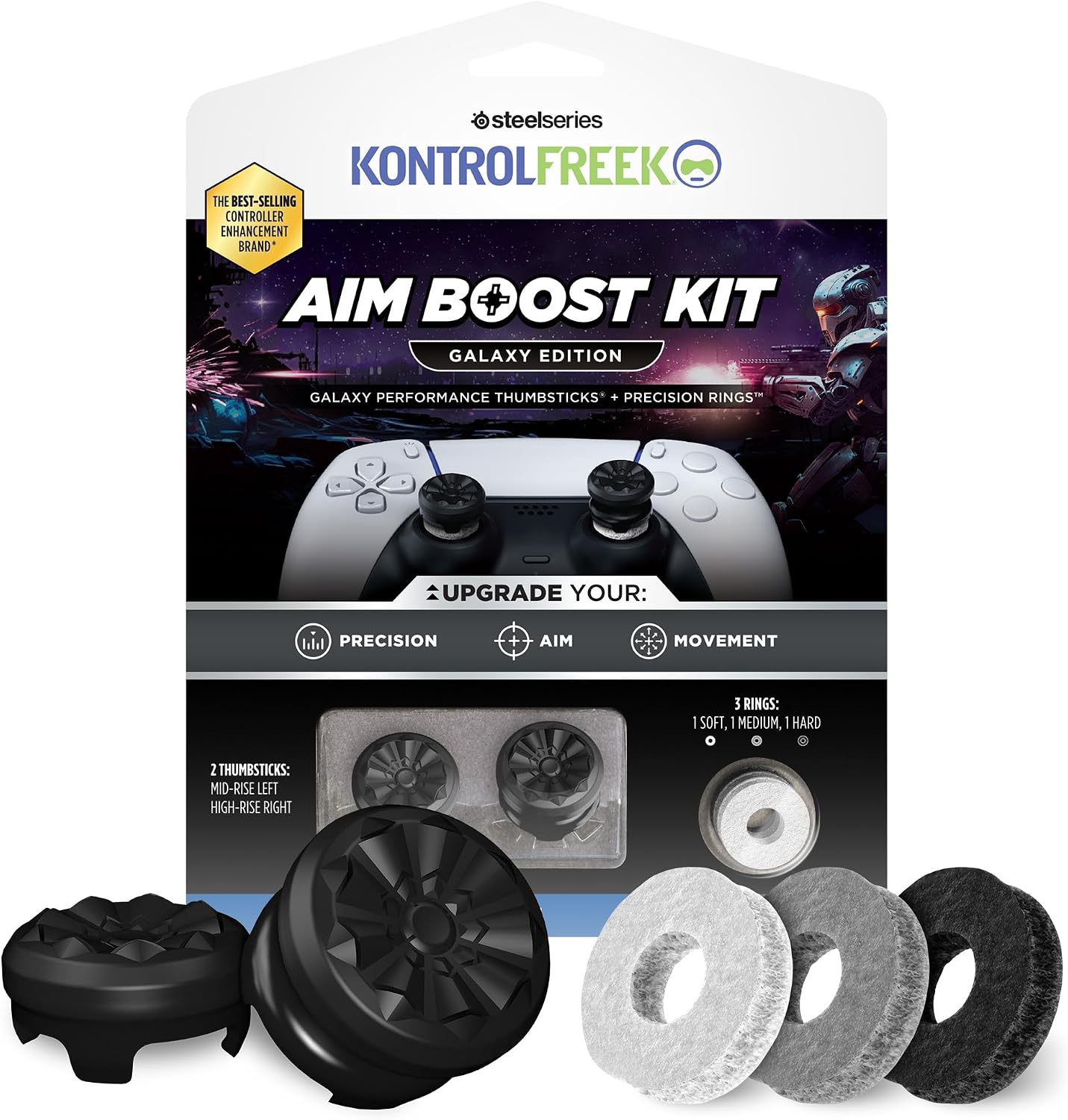 KIT DE MEJORA DE PUNTERÍA KONTROLFREEK AIM BOOST PARA CONTROLES PLAYSTATION 5 Y PLAYSTATION 4 EDICIÓN BLACK GALAXY - 1