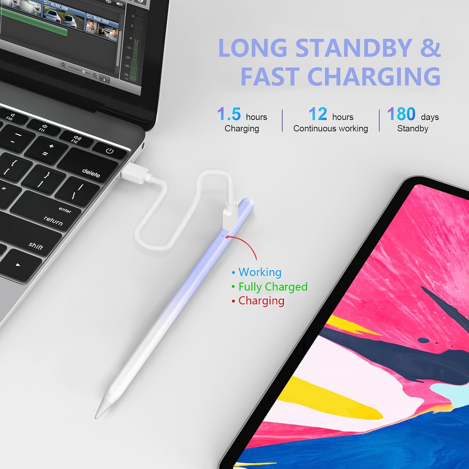 LÁPIZ STYLUS COO PARA IPAD PRO AIR MINI 2018-2024 GRIS CIELO - 4