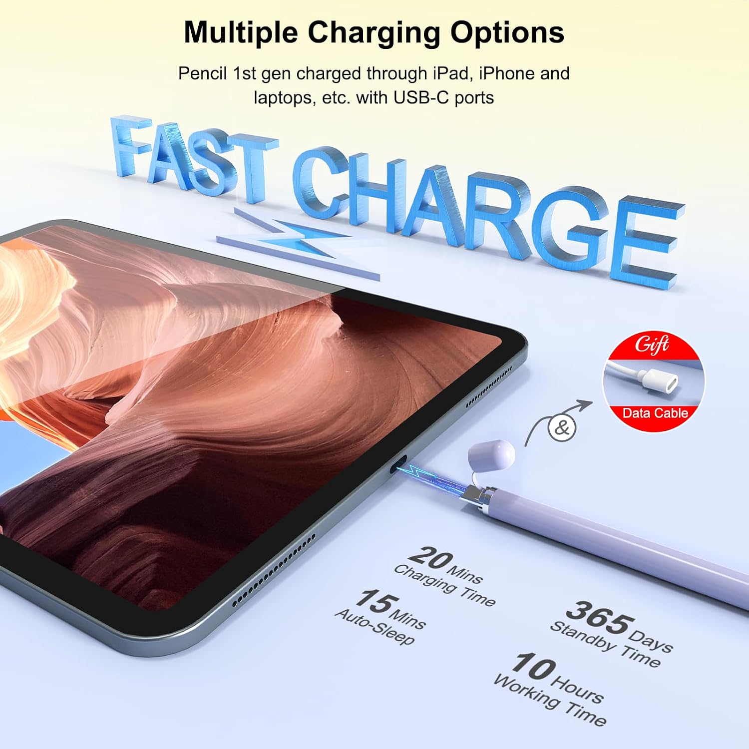 LÁPIZ PARA IPAD HATOKU 1RA GENERACIÓN CARGA RÁPIDA USB-C - 4
