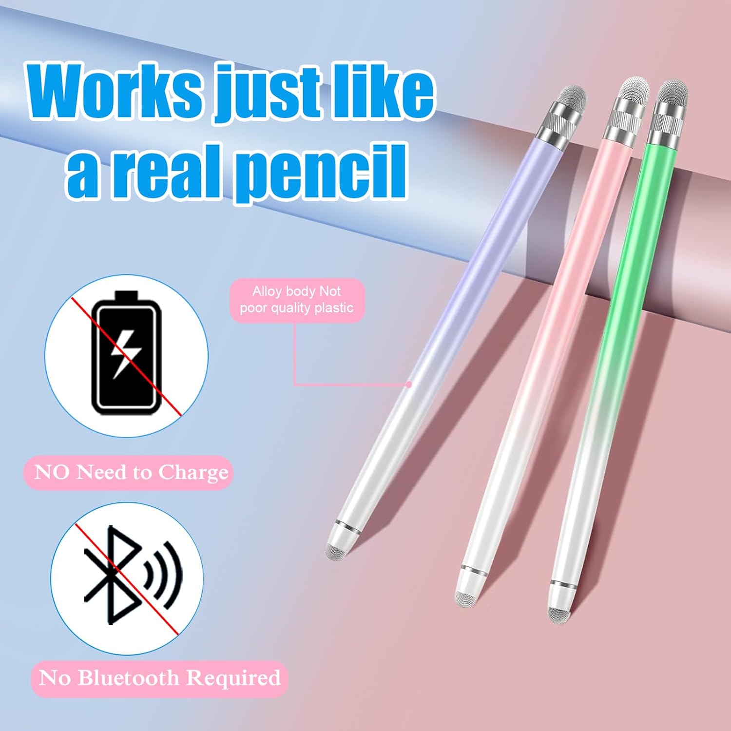 LÁPICES STYLUS BOPOMOFO 3 UNIDADES MORADO, ROSA Y VERDE - 2