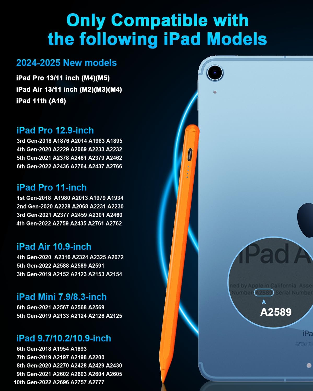 LÁPIZ STYLUS DOGAIN A8 PARA IPAD 2018-2026 NARANJA - 2